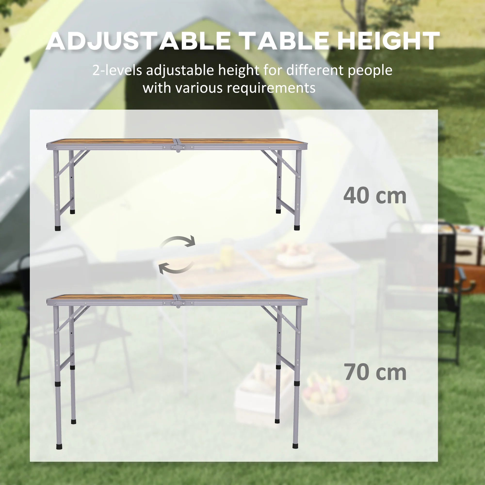 Outsunny Portable Folding Picnic Table Outdoor Lightweight BBQ Party Aluminum - Image 6