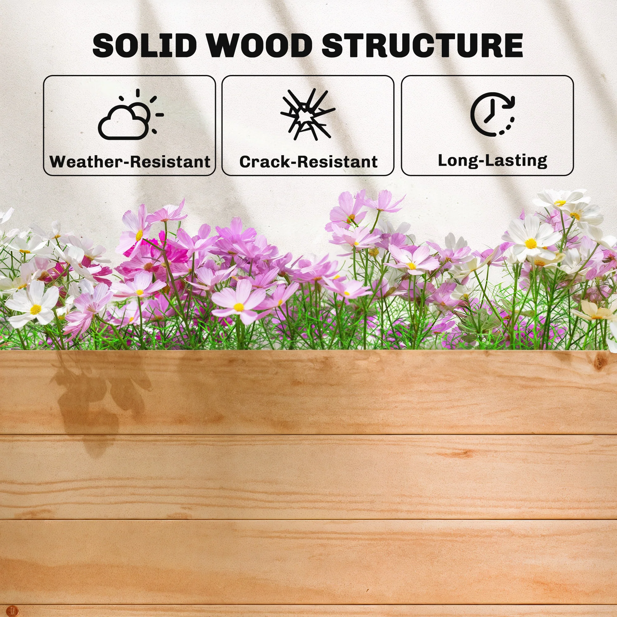 Outsunny Raised Bed for Garden with Trellis, Natural - Image 16