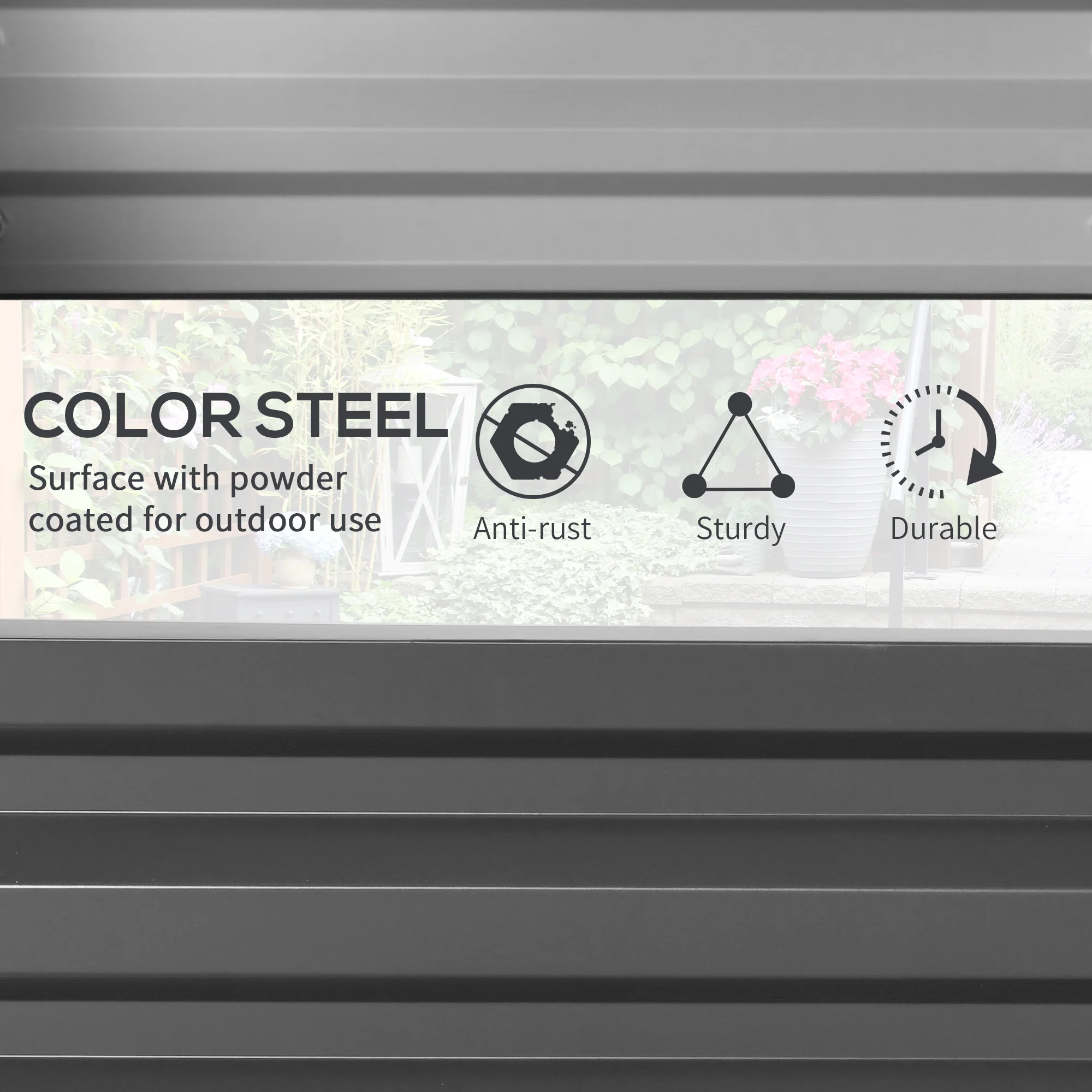 Outsunny Raised Garden Bed Elevated Planter Box for Flowers Light Grey - Image 3