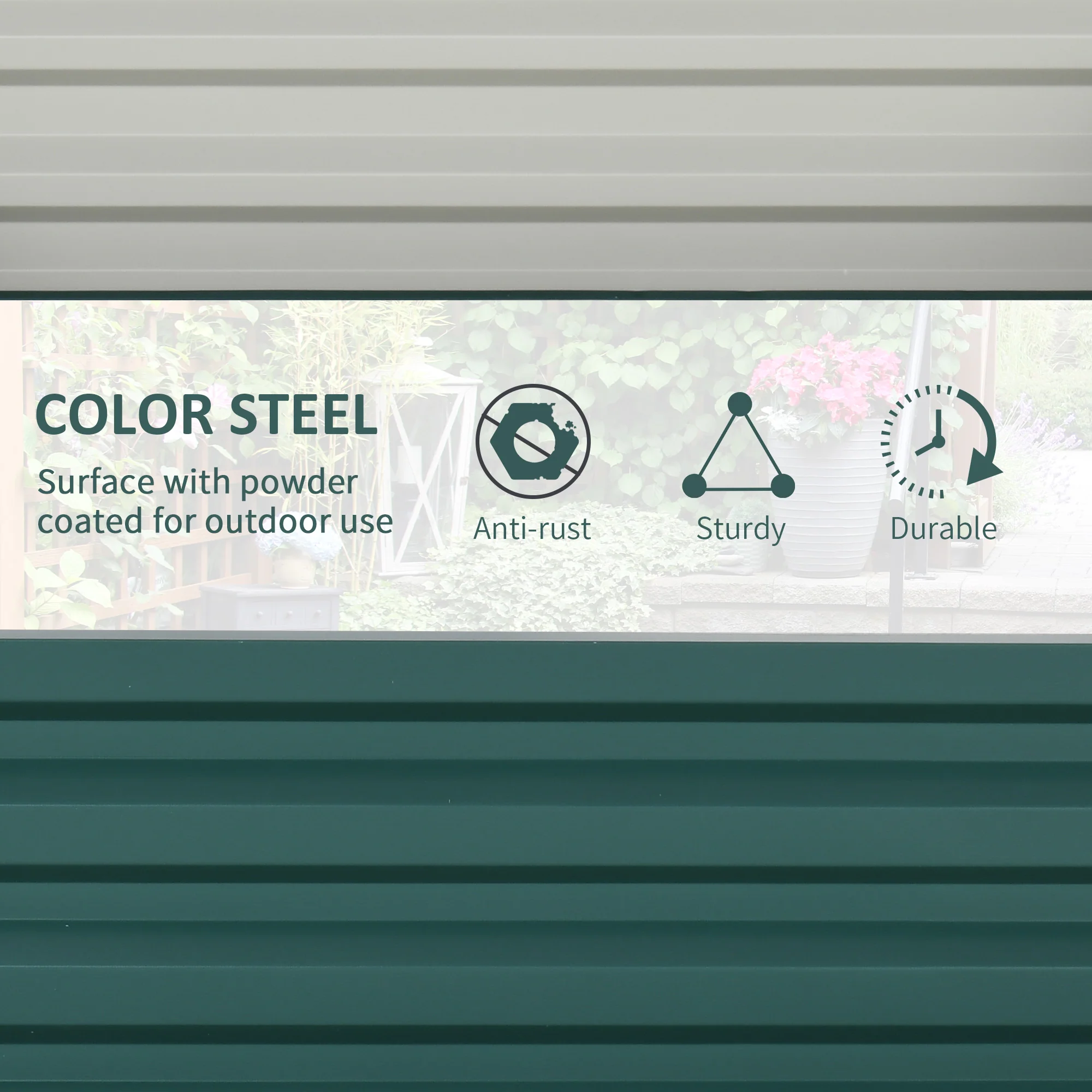 Outsunny Raised Garden Bed Metal Patio Backyard Flower Vegetable Planter Green - Image 4