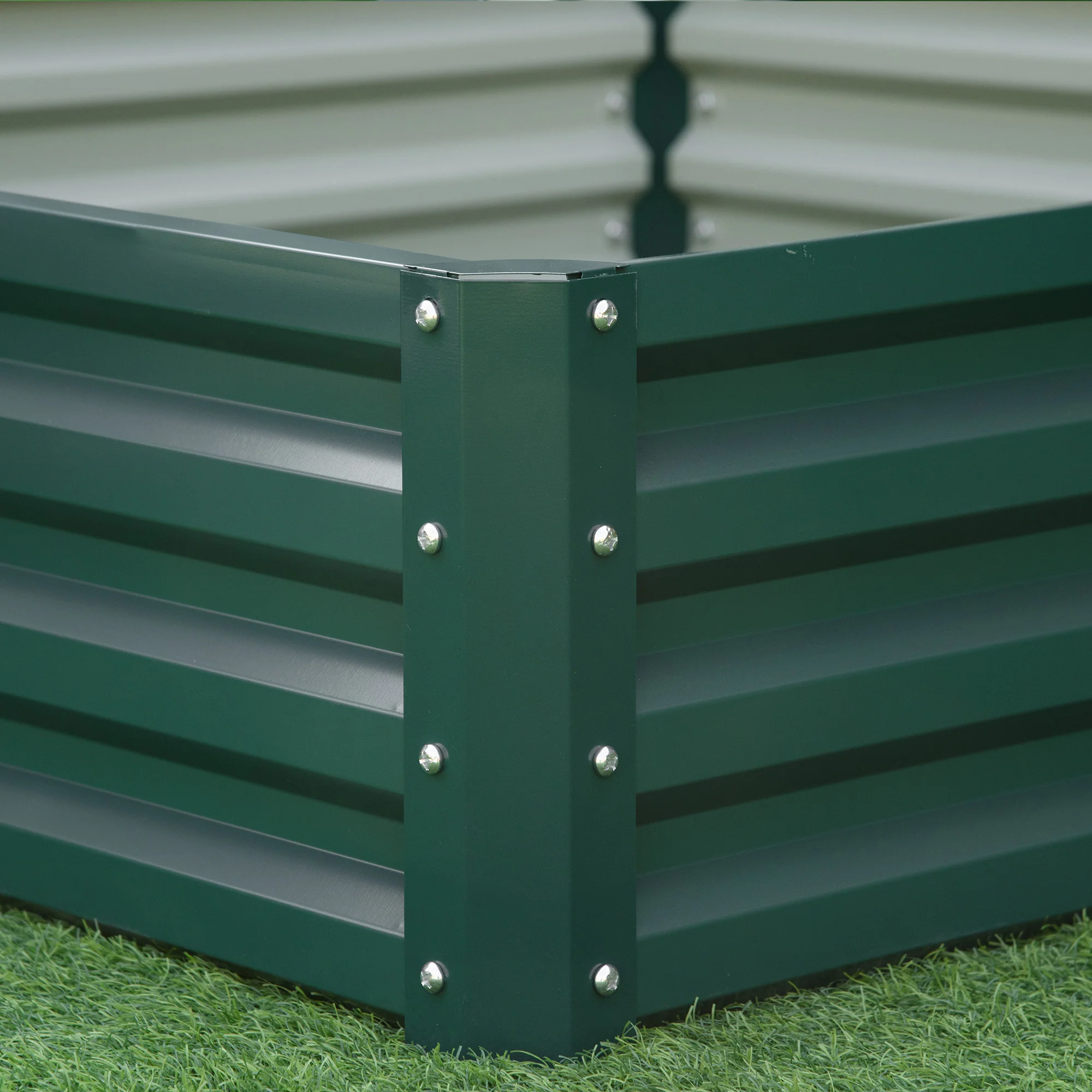 Outsunny Raised Garden Bed Metal Patio Backyard Flower Vegetable Planter Green - Image 9
