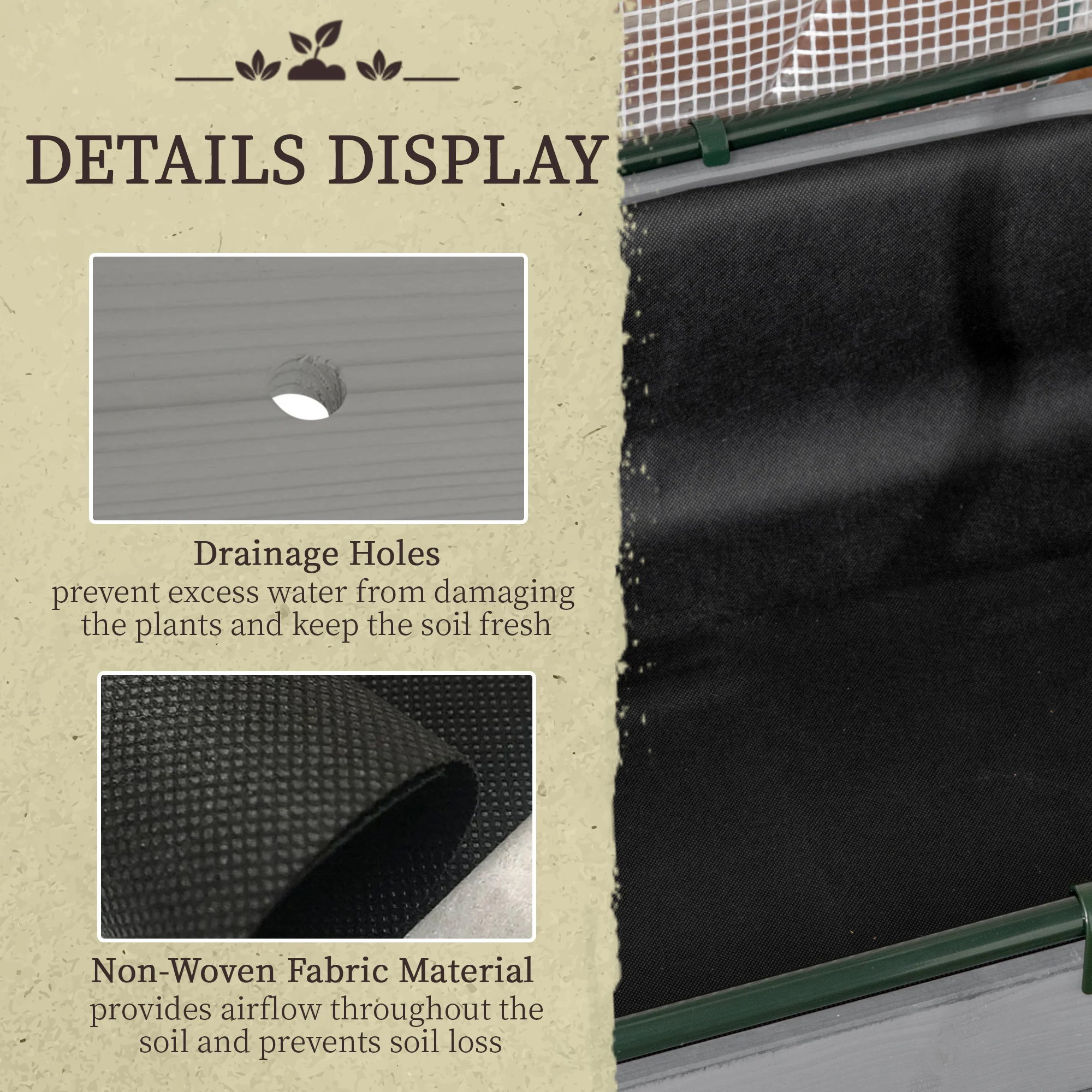 Outsunny Raised Garden Bed W/ PE Cover, Use For Patio, Garden, Dark Grey - Image 4