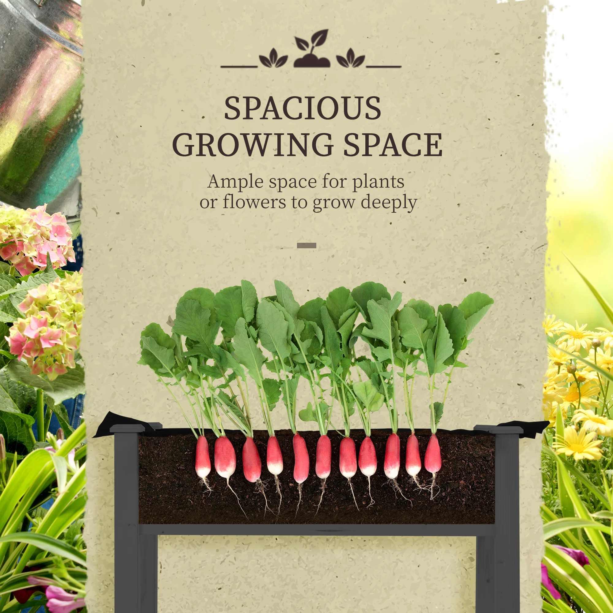 Outsunny Raised Garden Bed W/ PE Cover, Use For Patio, Garden, Dark Grey - Image 7