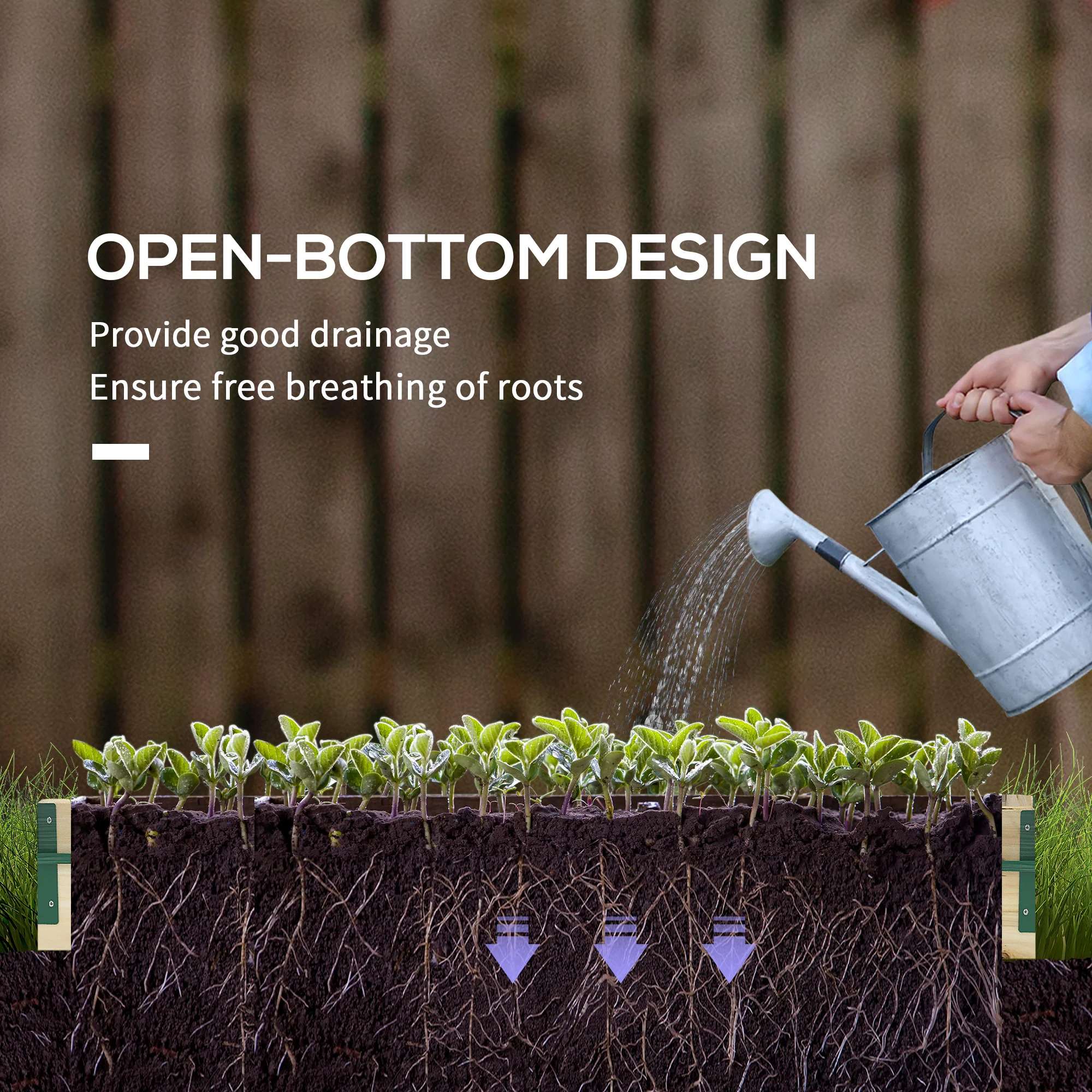 Outsunny Raised Garden Bed with Greenhouse Roll Up Windows 115 x 80 x 54 cm - Image 6