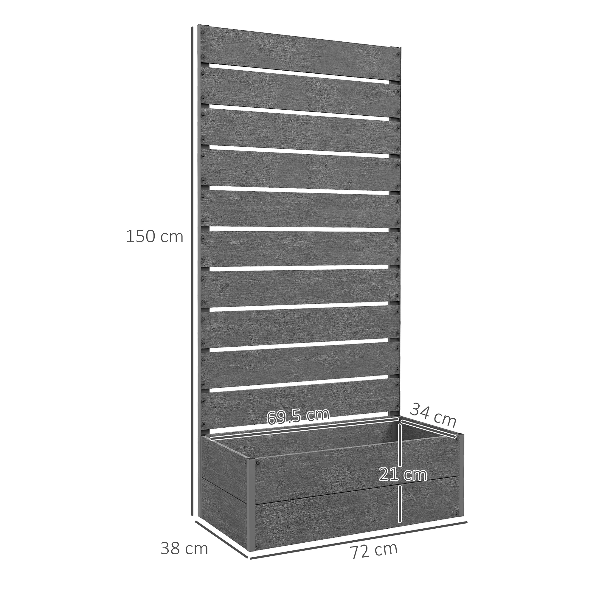 Outsunny Raised Garden Bed With Trellis And Drainage Hole, Planter Box - Brown/Grey - Image 14