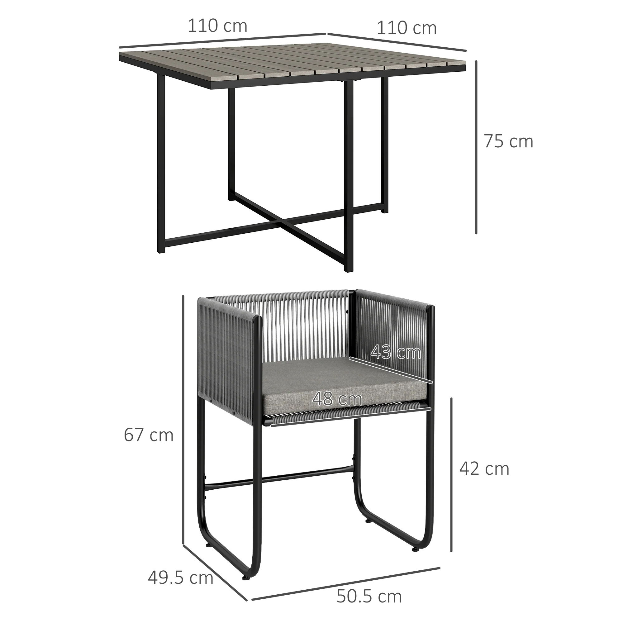 Outsunny Rattan Dining Set, Rattan Cube Dining Sets W/ Space-saving Design - Image 5