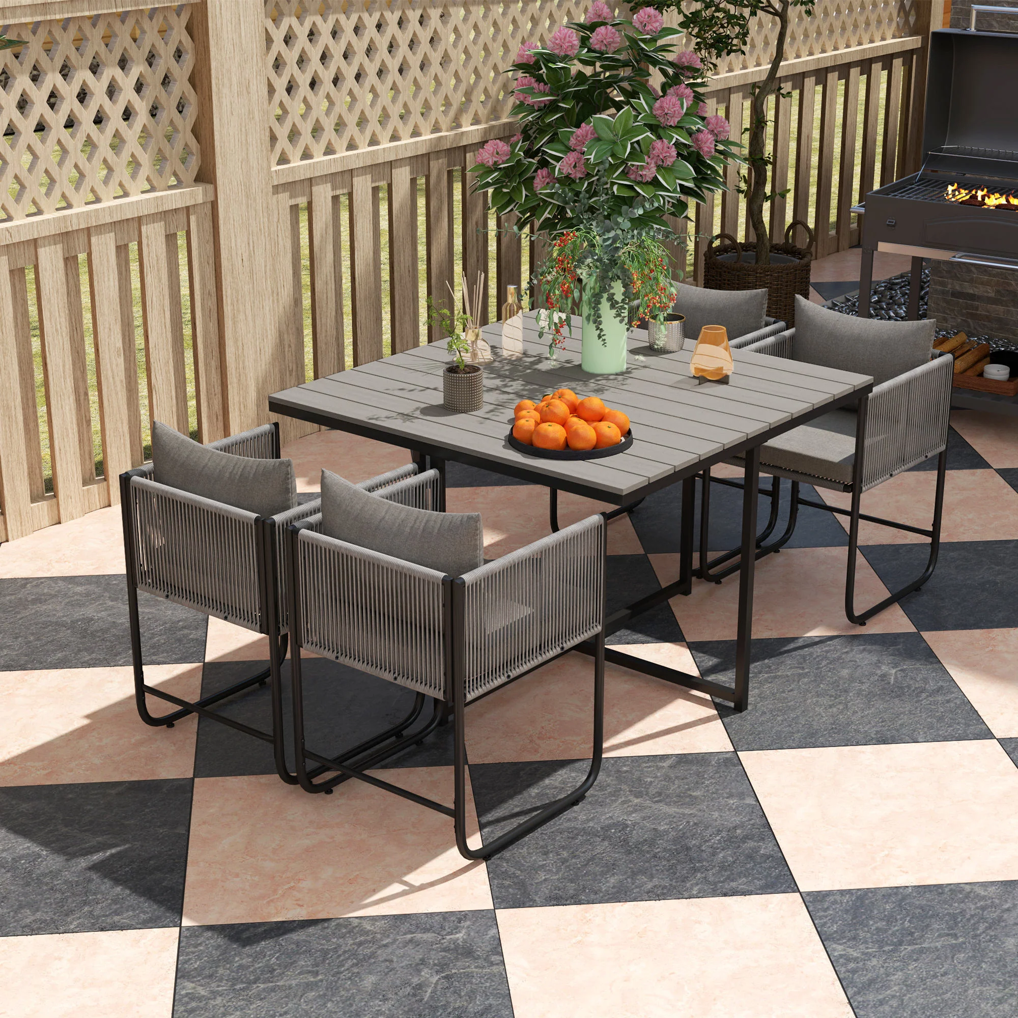 Outsunny Rattan Dining Set, Rattan Cube Dining Sets W/ Space-saving Design - Image 8