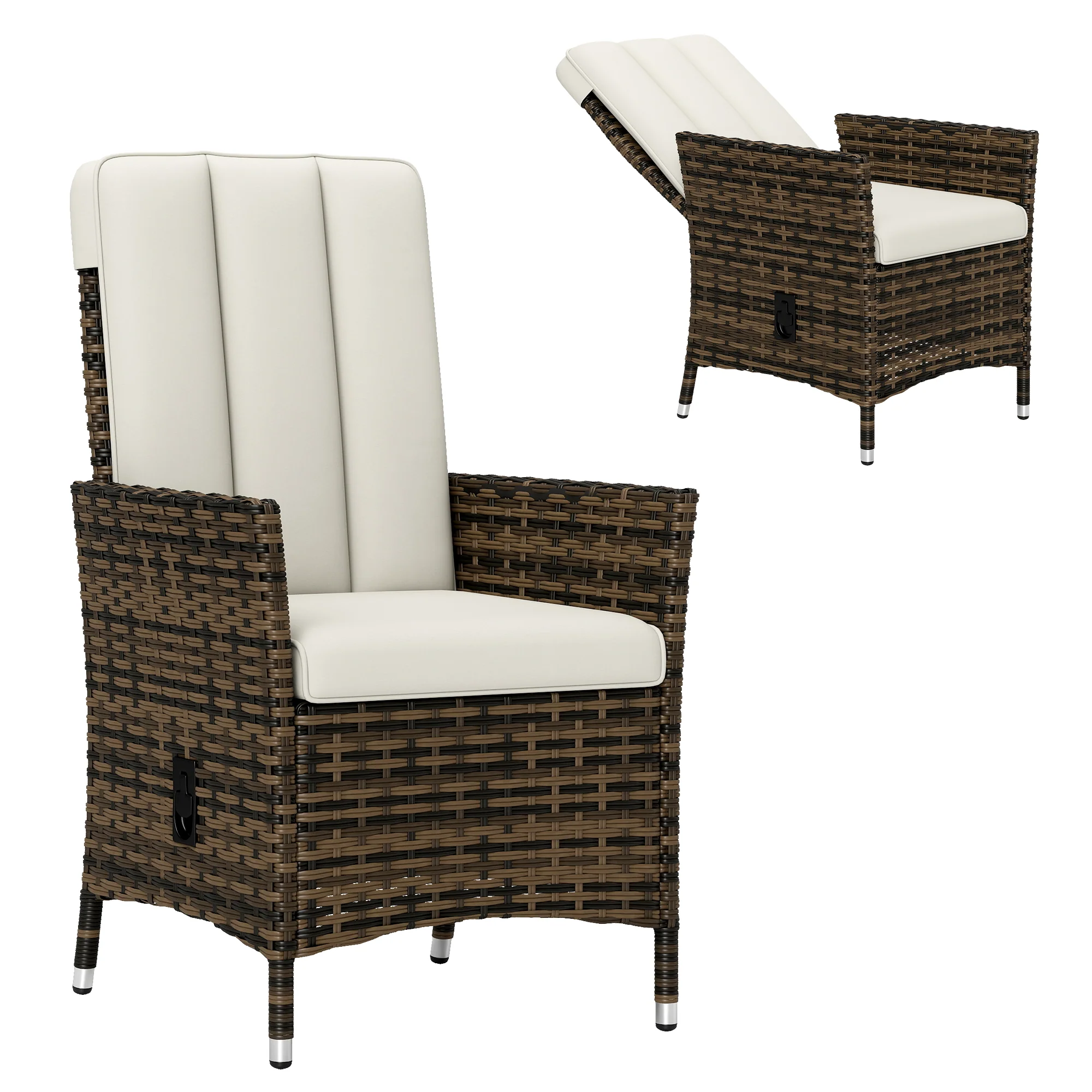 Outsunny Rattan Garden Recliner Chair with Adjustable Backrest - Image 10