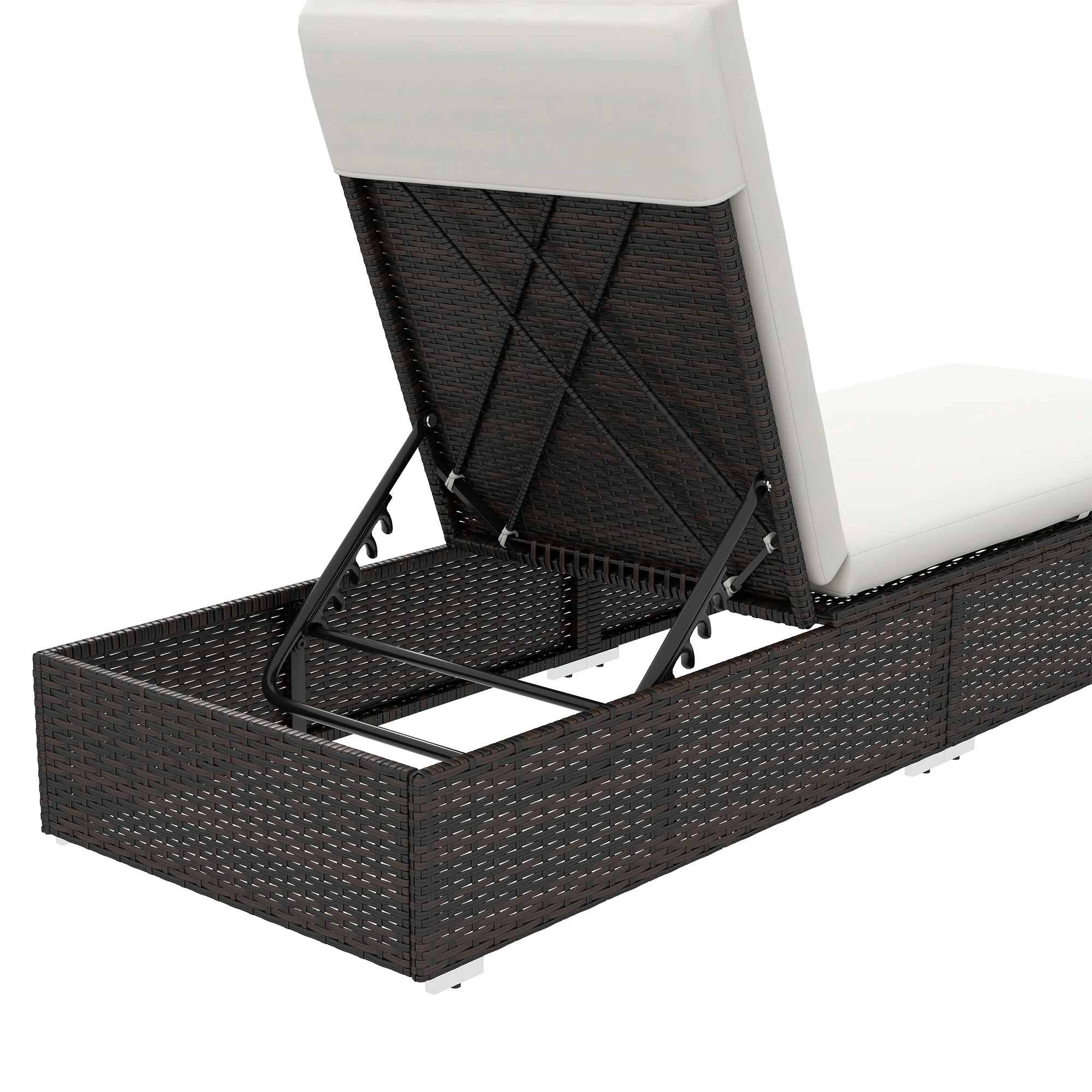 Outsunny Rattan Sun Loungers Set of 2, Recliner Chairs, Adjustable Back, Brown - Image 8