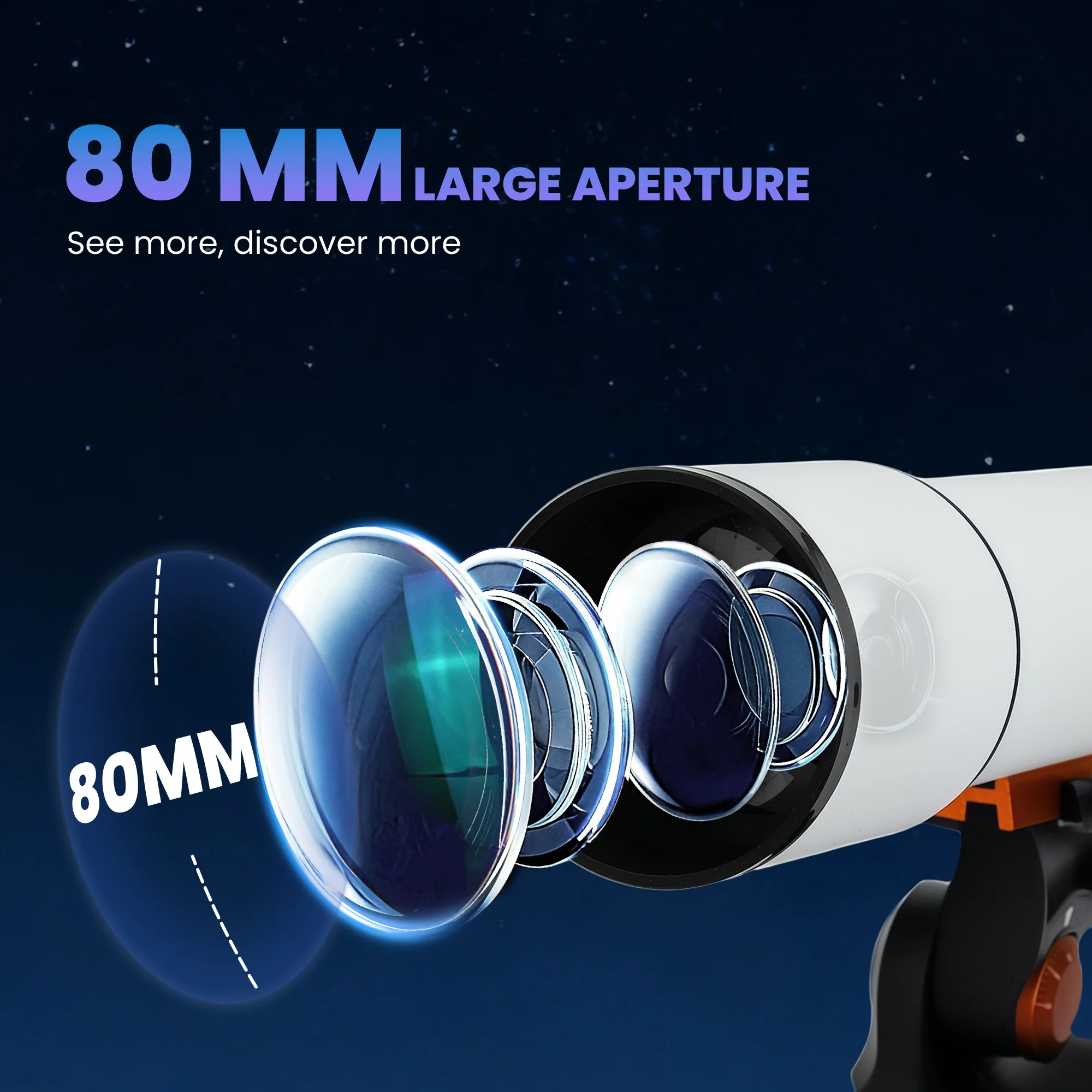 Outsunny Refractor Astronomy Telescope with Aperture, Carry Bag, White - Image 12