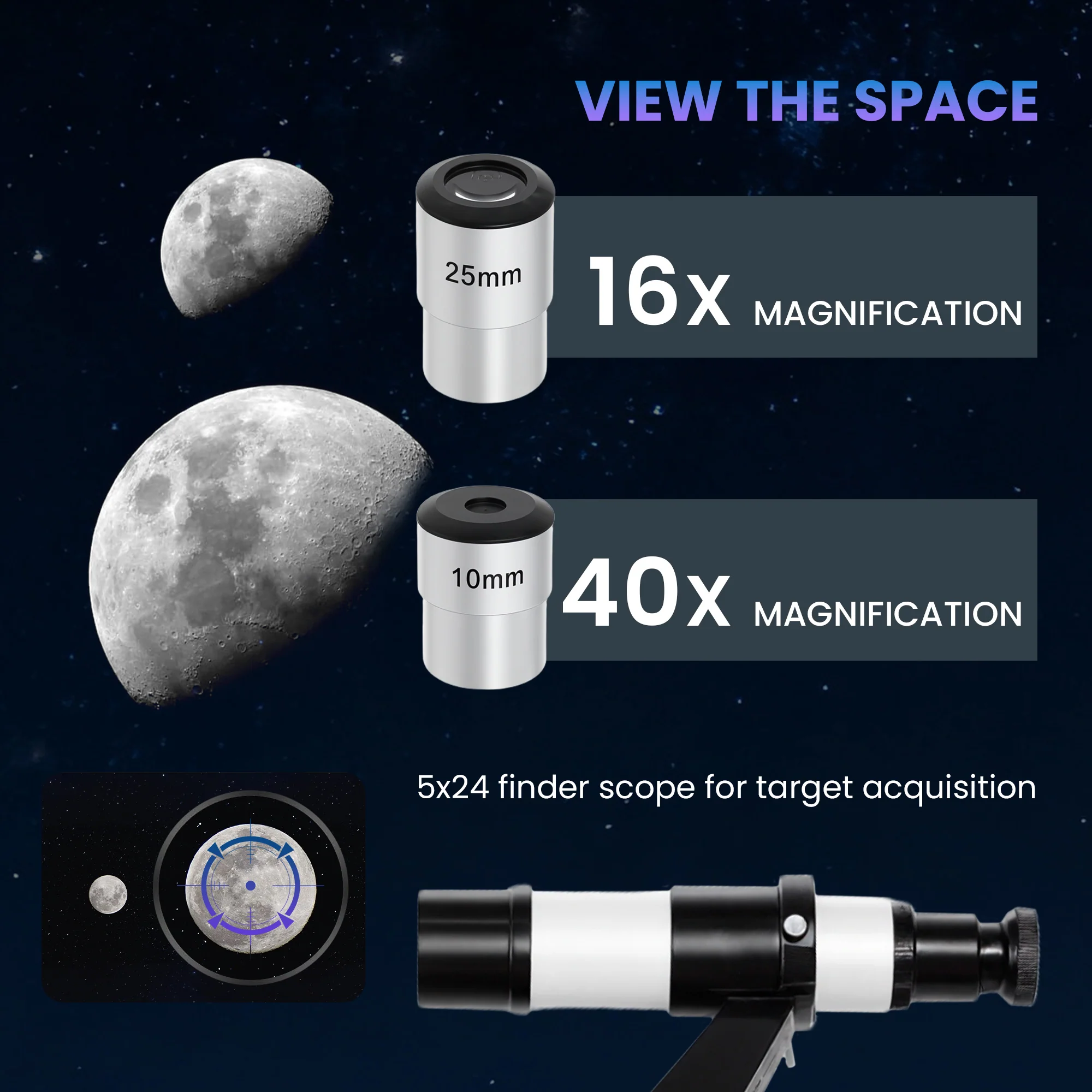 Outsunny Refractor Astronomy Telescope with Aperture, Carry Bag, White - Image 13