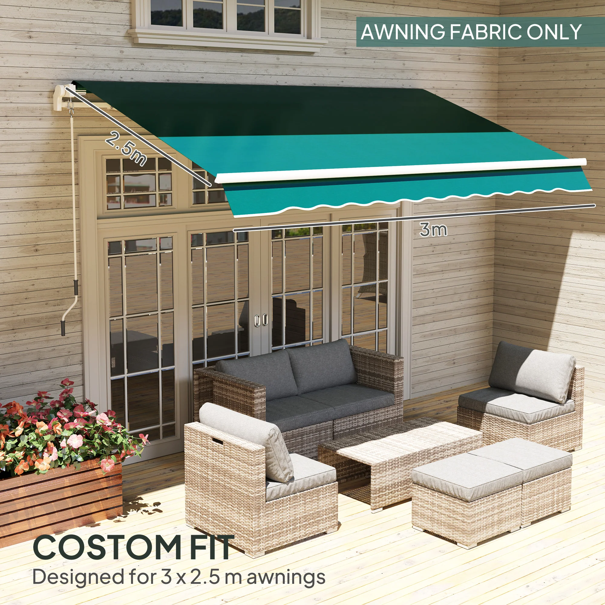 Outsunny Replacement Canopy for 3 x 2.5 m Awning (Fabric Only) - Image 12