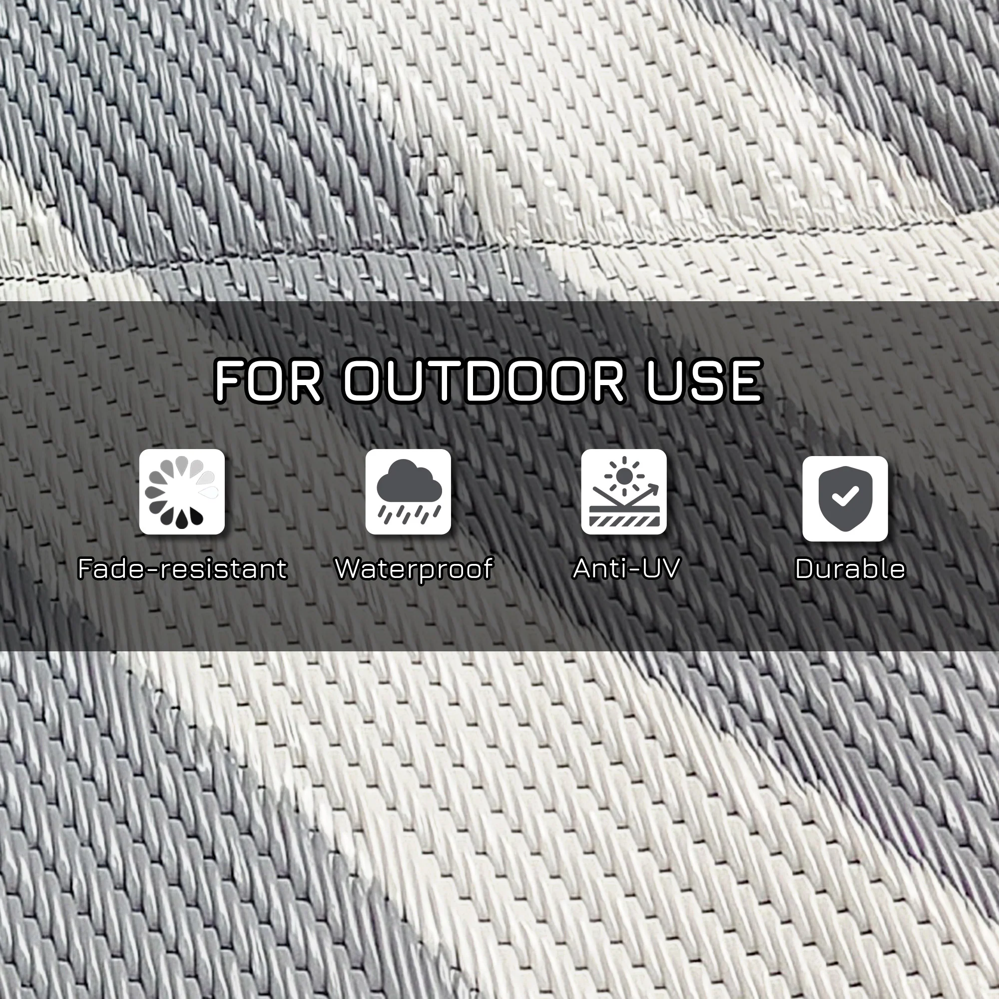 Outsunny Reversible Waterproof Outdoor Rug W/ Carry Bag, 182 x 274cm, Grey - Image 6
