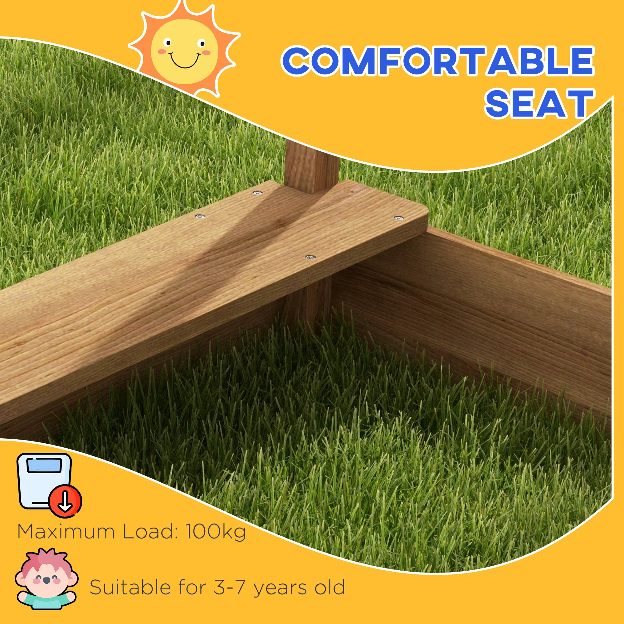 Outsunny Sand Pit With Canopy, Blackboard, Toys, Sink, Seats, Flags For Kids - Image 8