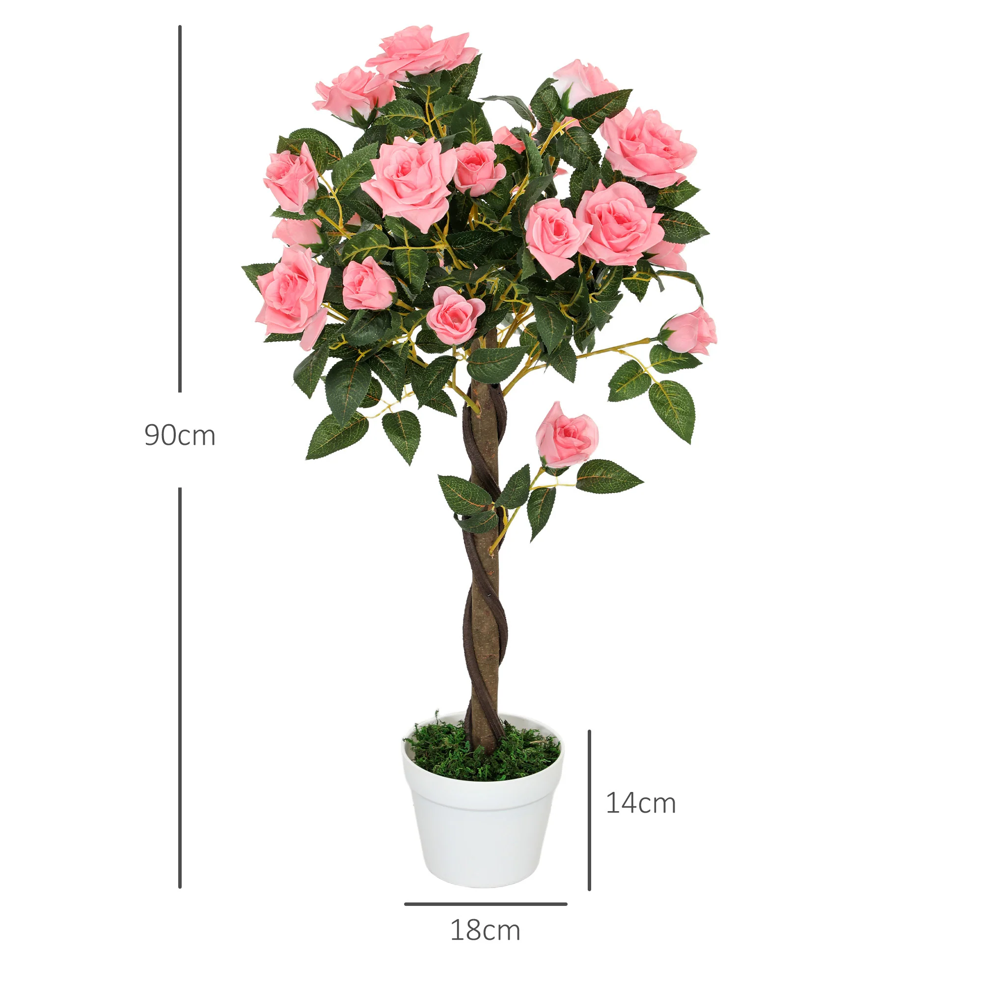 Outsunny Set Of 2 90cm Artificial Rose Tree, Fake Decorative Plant - Image 32