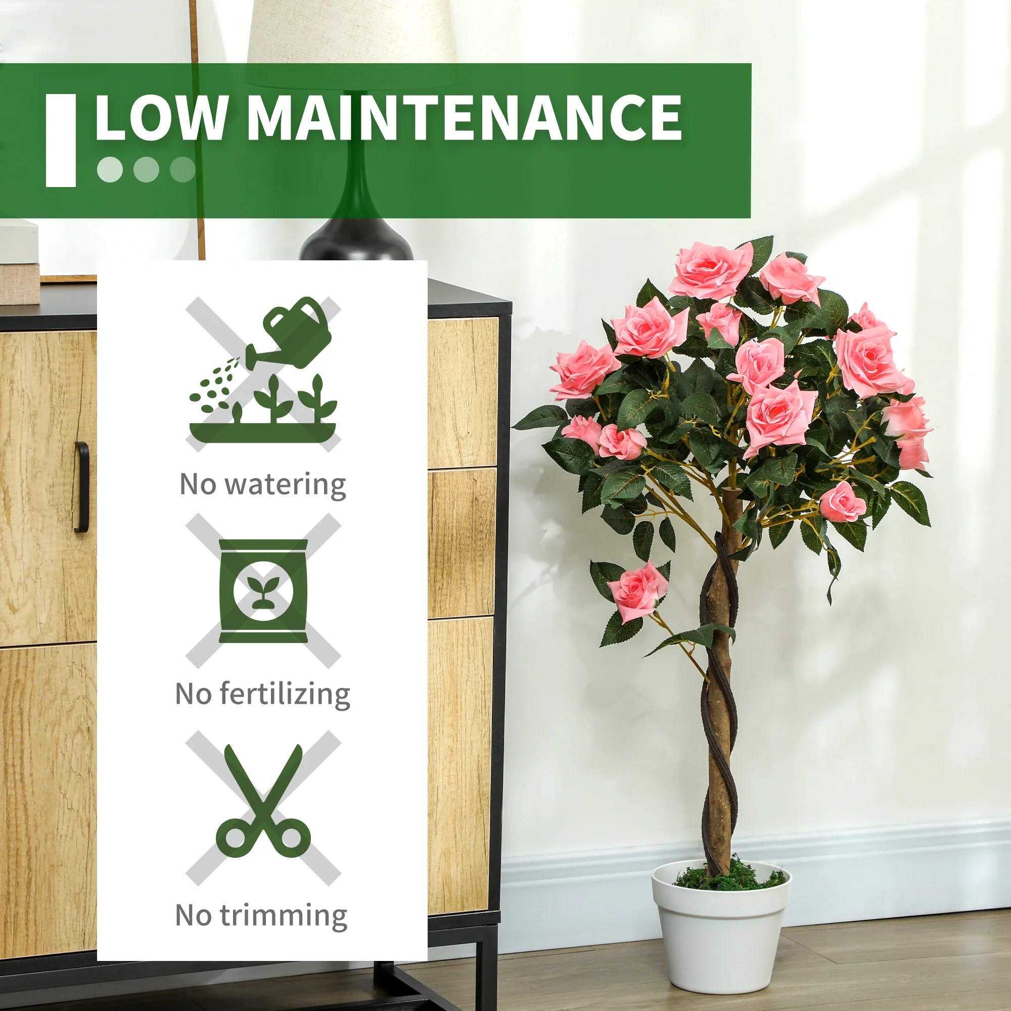 Outsunny Set Of 2 90cm Artificial Rose Tree, Fake Decorative Plant - Image 33