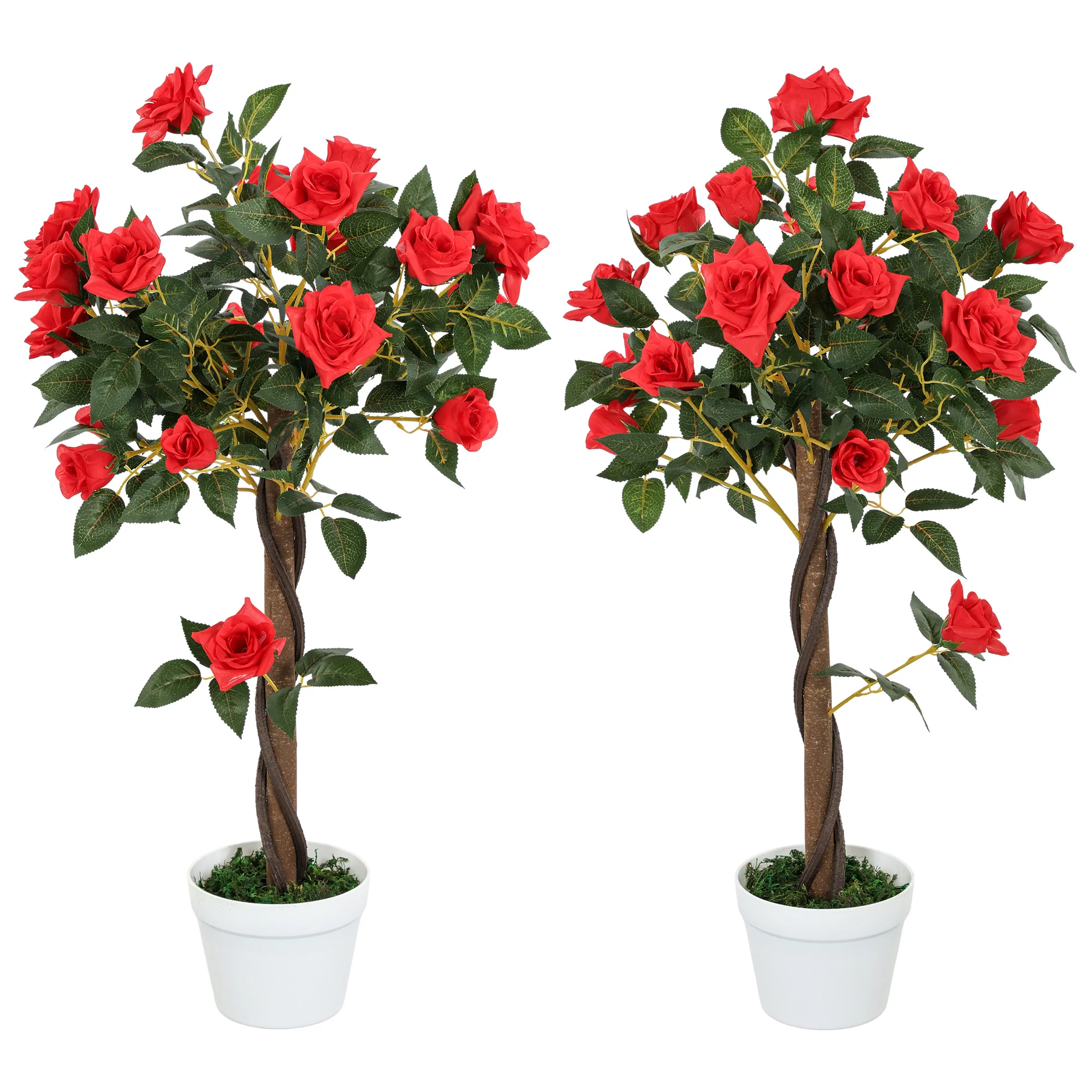 Outsunny Set Of 2 90cm Artificial Rose Tree, Fake Decorative Plant - Image 37