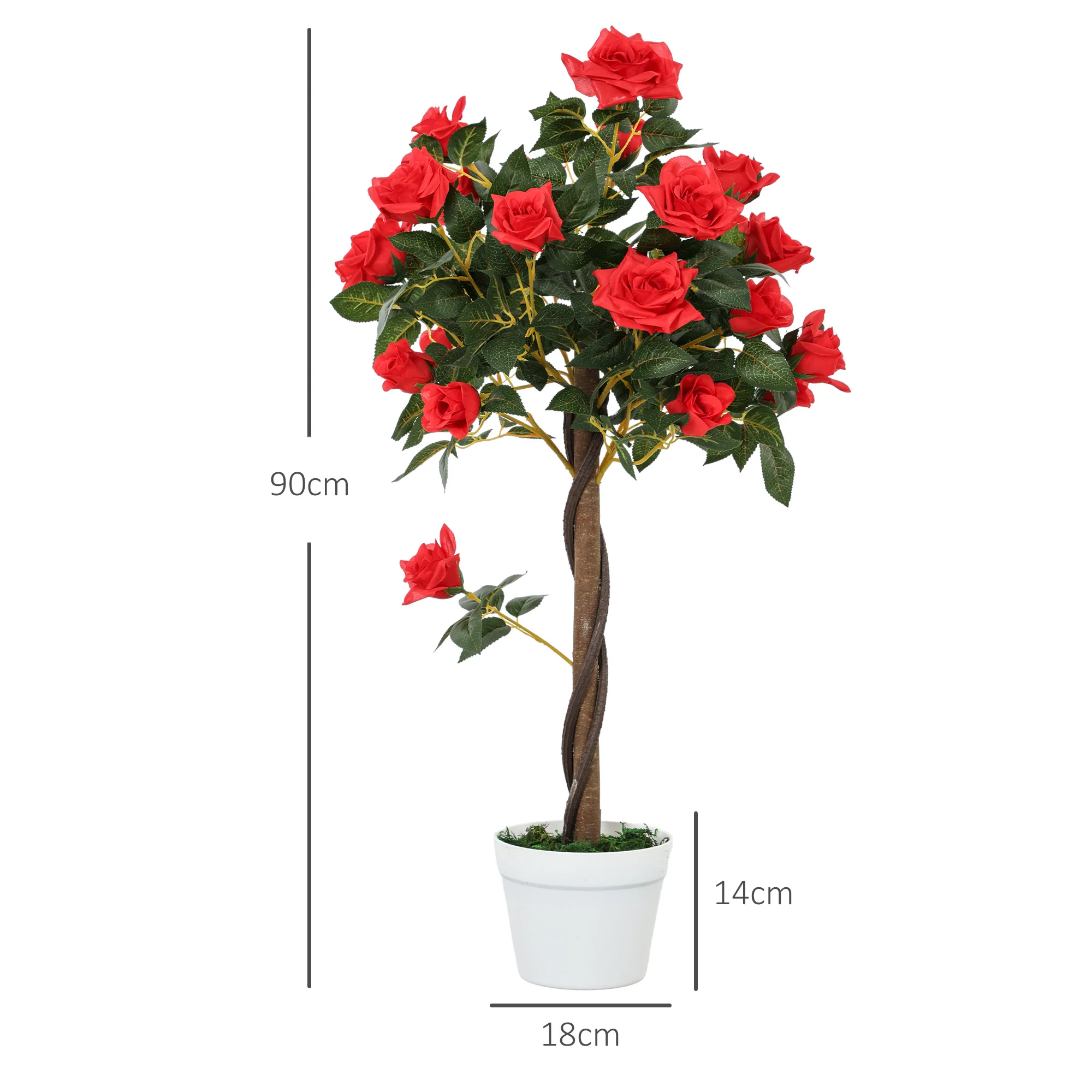Outsunny Set Of 2 90cm Artificial Rose Tree, Fake Decorative Plant - Image 41