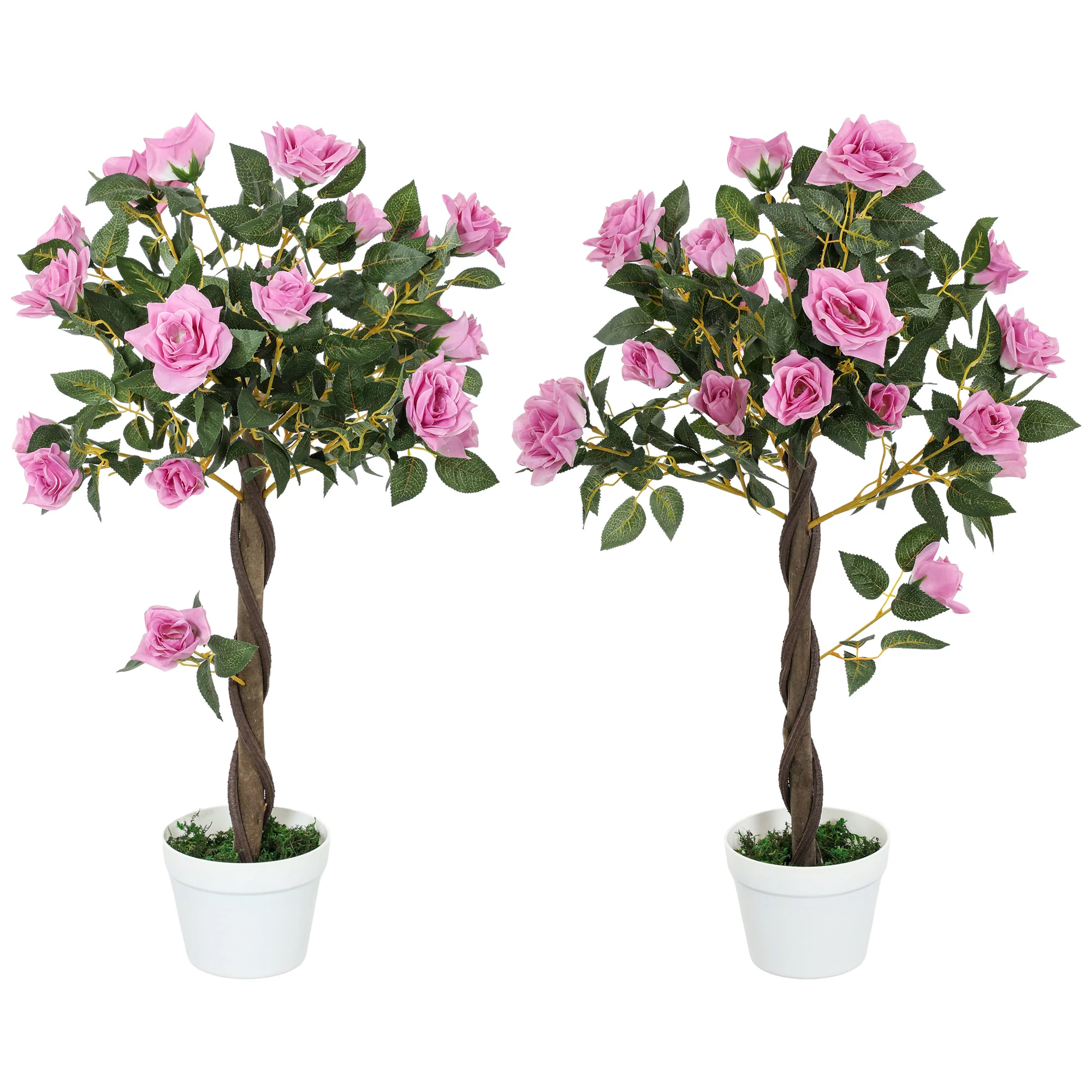 Outsunny Set Of 2 90cm Artificial Rose Tree, Fake Decorative Plant - Image 46