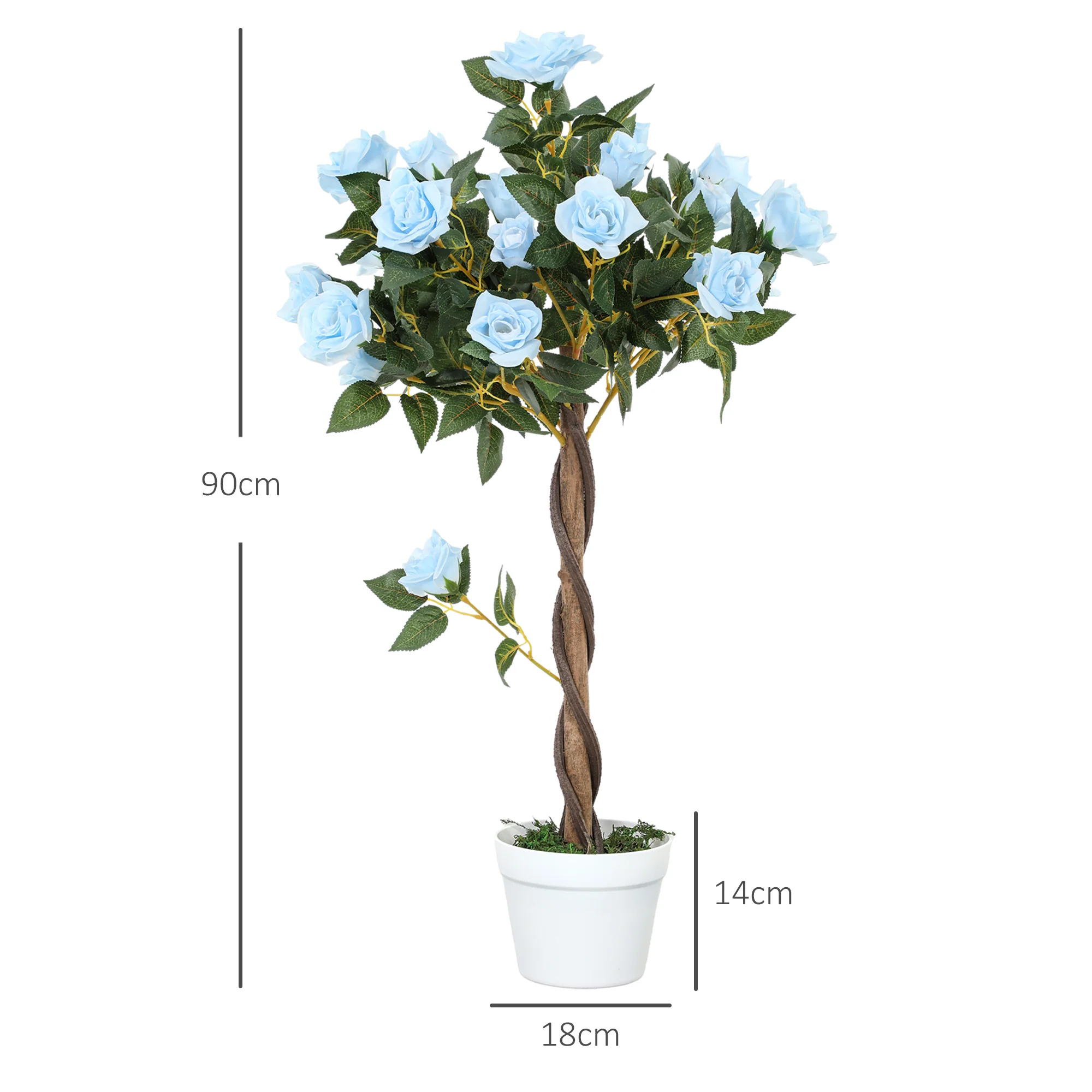 Outsunny Set Of 2 90cm Artificial Rose Tree, Fake Decorative Plant - Image 5
