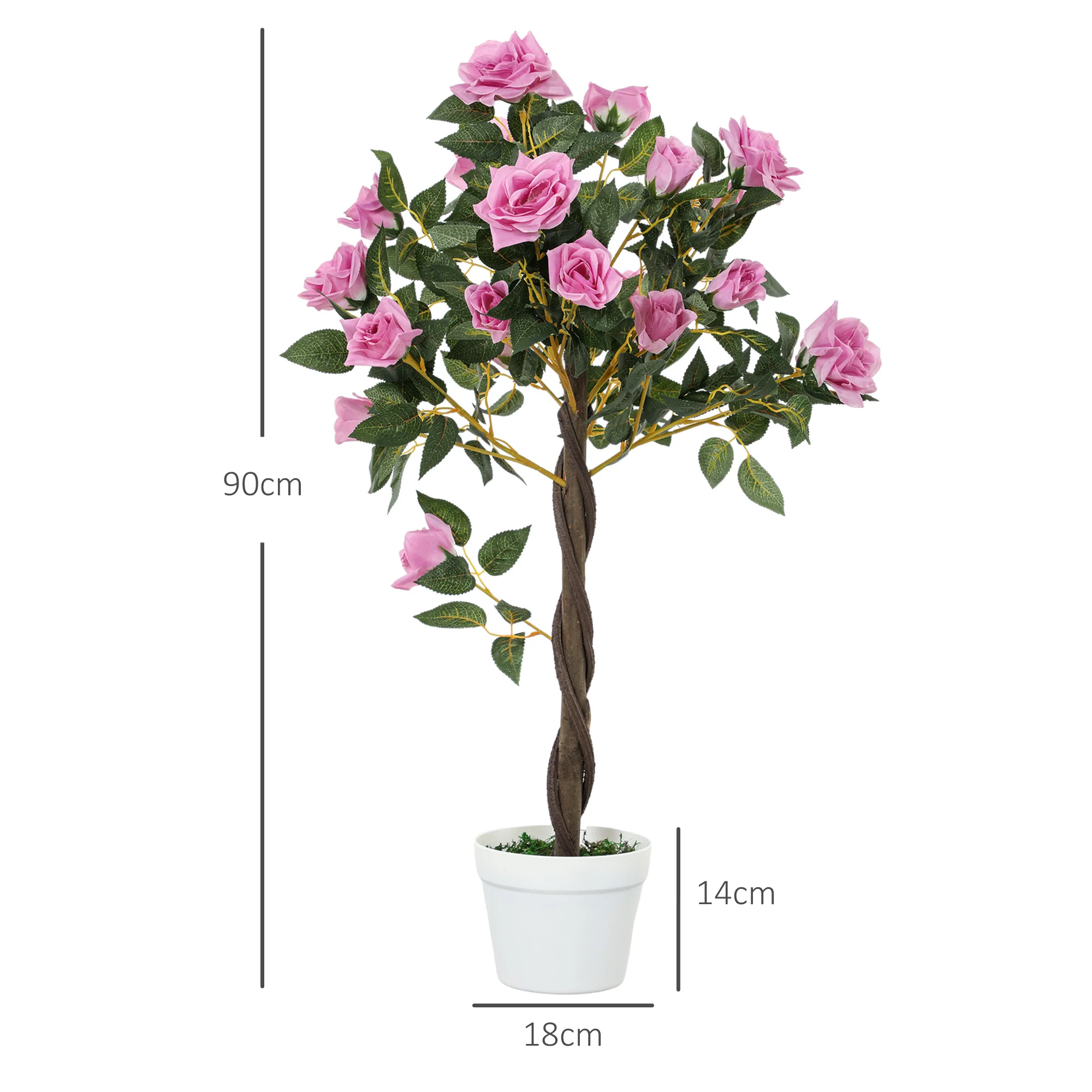 Outsunny Set Of 2 90cm Artificial Rose Tree, Fake Decorative Plant - Image 50