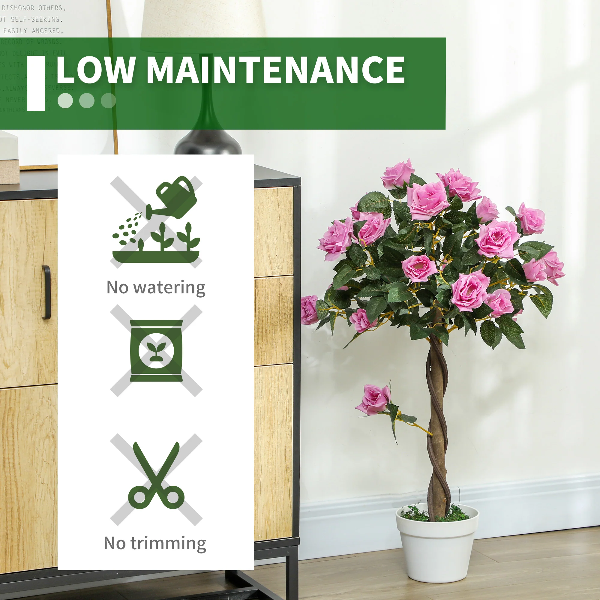 Outsunny Set Of 2 90cm Artificial Rose Tree, Fake Decorative Plant - Image 51