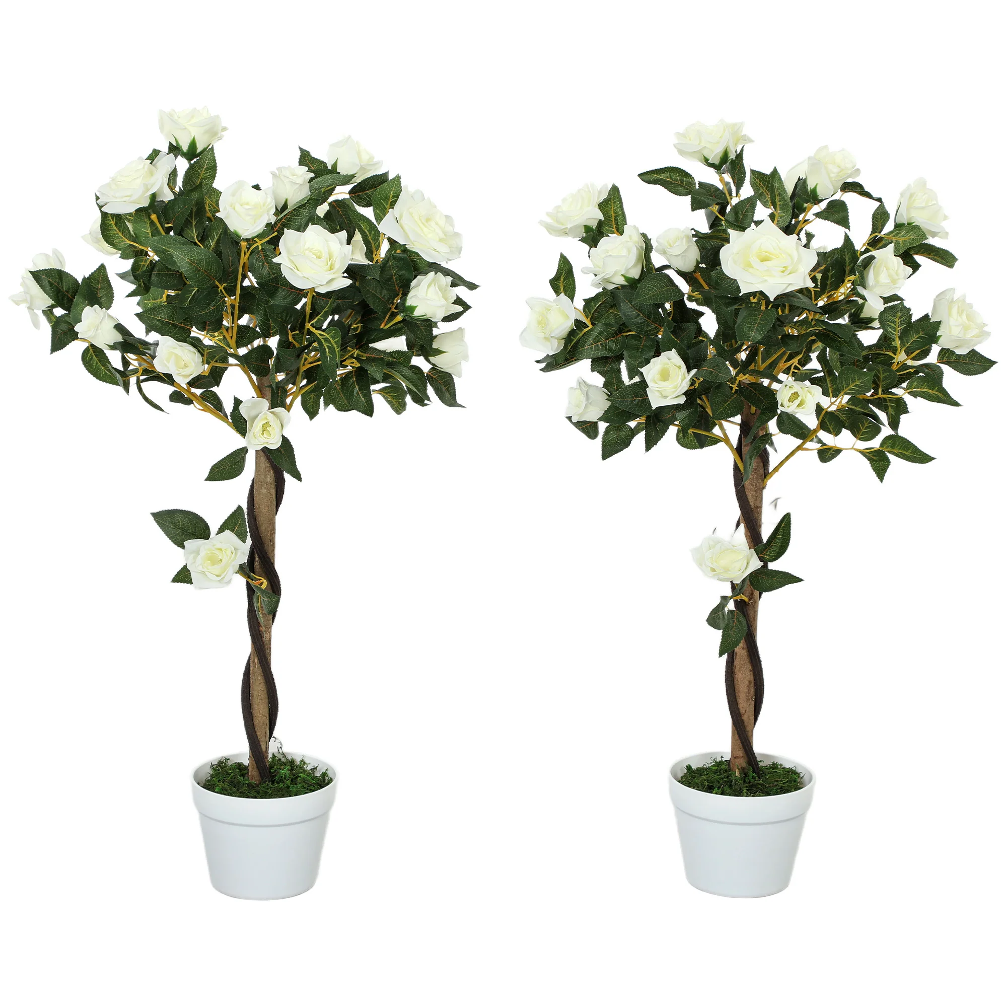 Outsunny Set Of 2 90cm Artificial Rose Tree, Fake Decorative Plant - Image 55