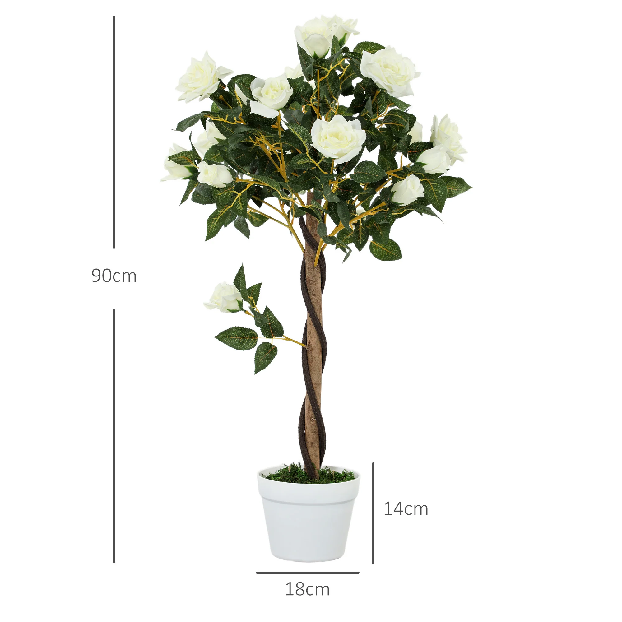 Outsunny Set Of 2 90cm Artificial Rose Tree, Fake Decorative Plant - Image 59