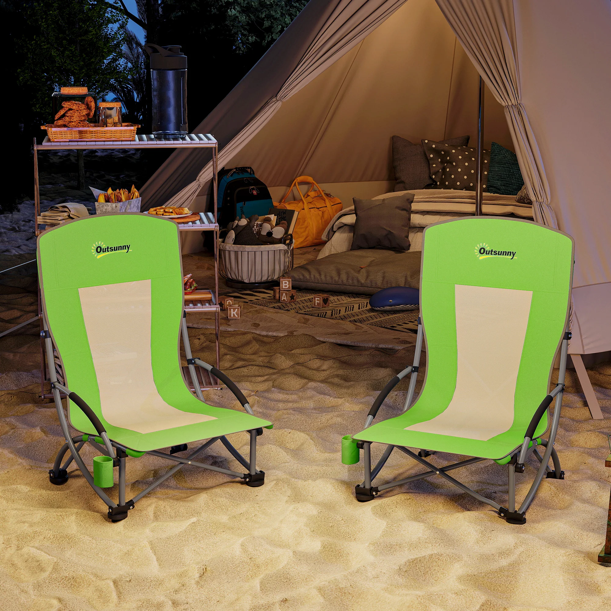 Outsunny Set Of 2 Folding Beach Chair, Camping Chair With Carry Bag - Image 26