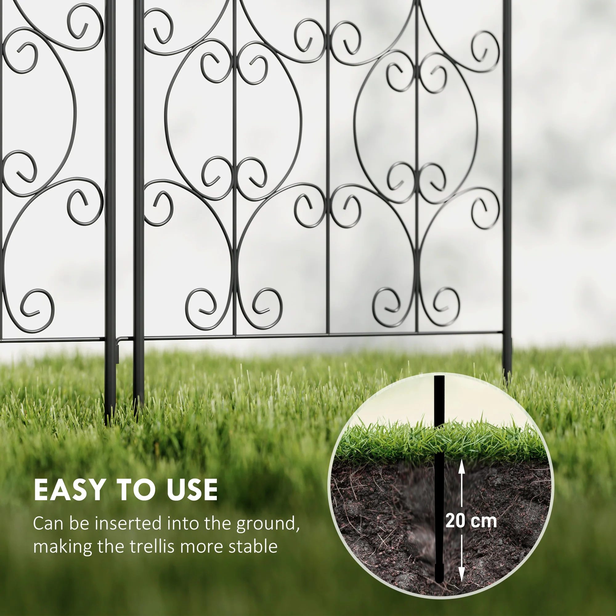 Outsunny Set of 2 Metal Garden Trellis, Outdoor Trellis Panels, 150 x 50 cm - Image 8