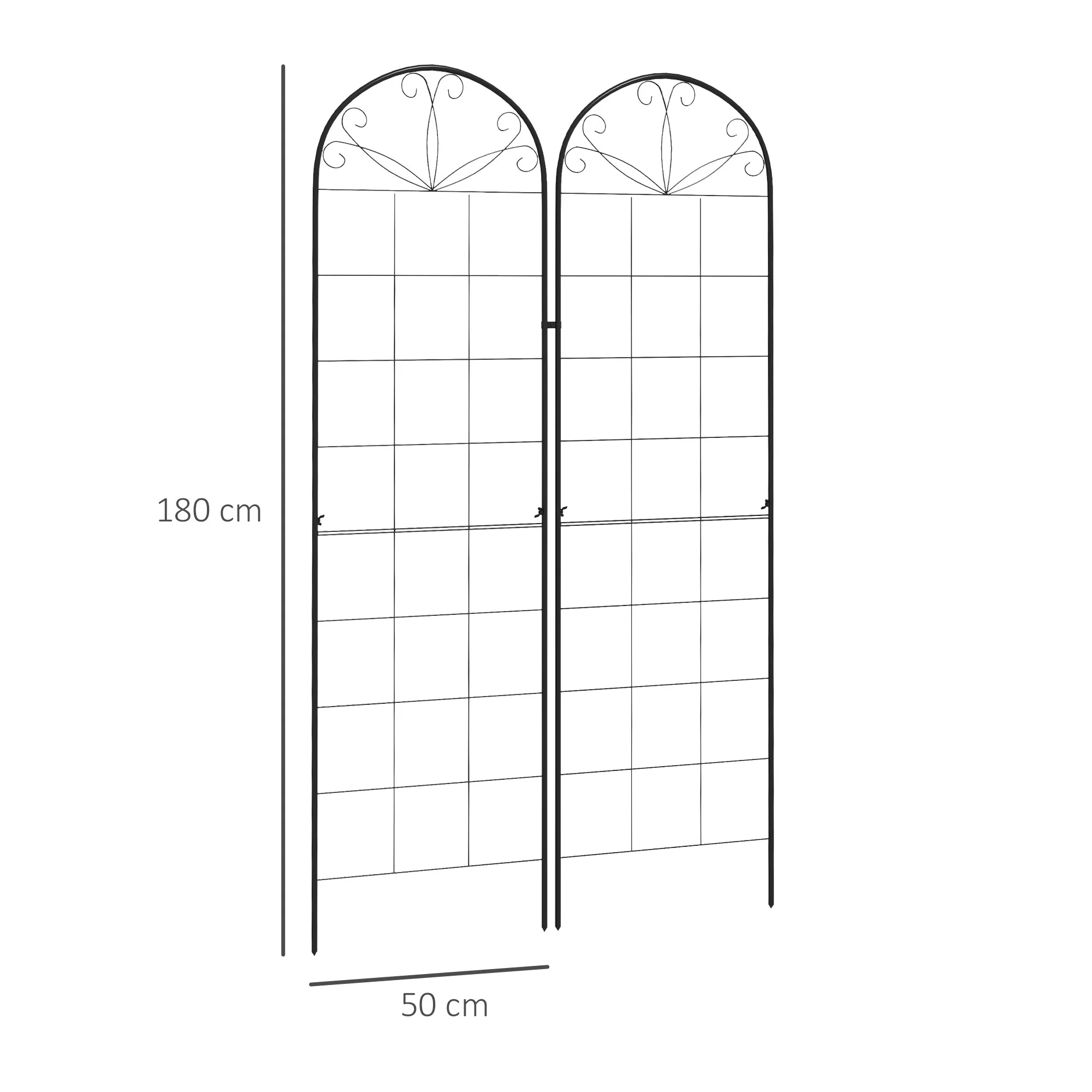 Outsunny Set of 2 Metal Trellis for Climbing Plants, Grid Design - Image 5