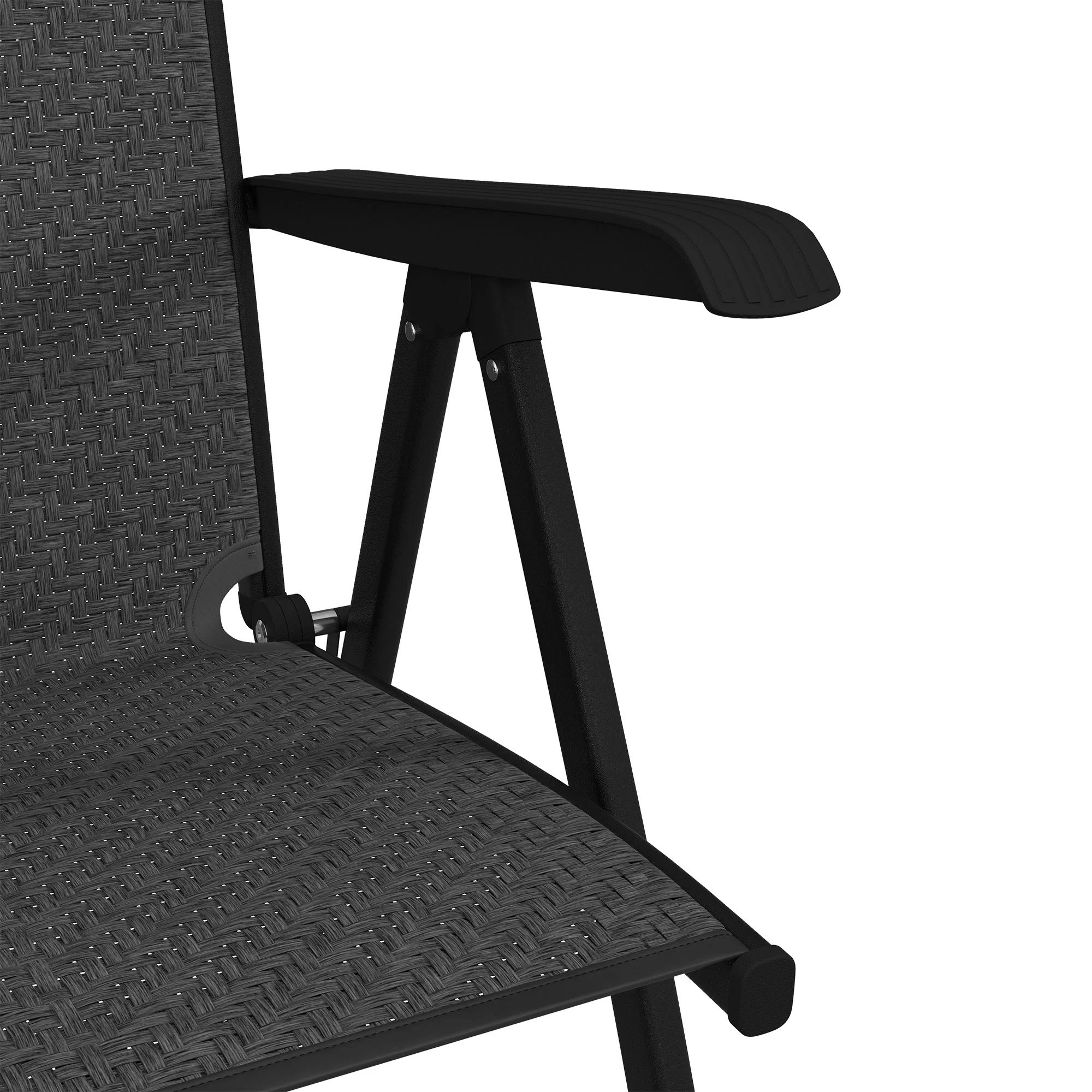 Outsunny Set of 2 Outdoor Rattan Folding Chair Set w/ Adjustable Backrest Grey - Image 9