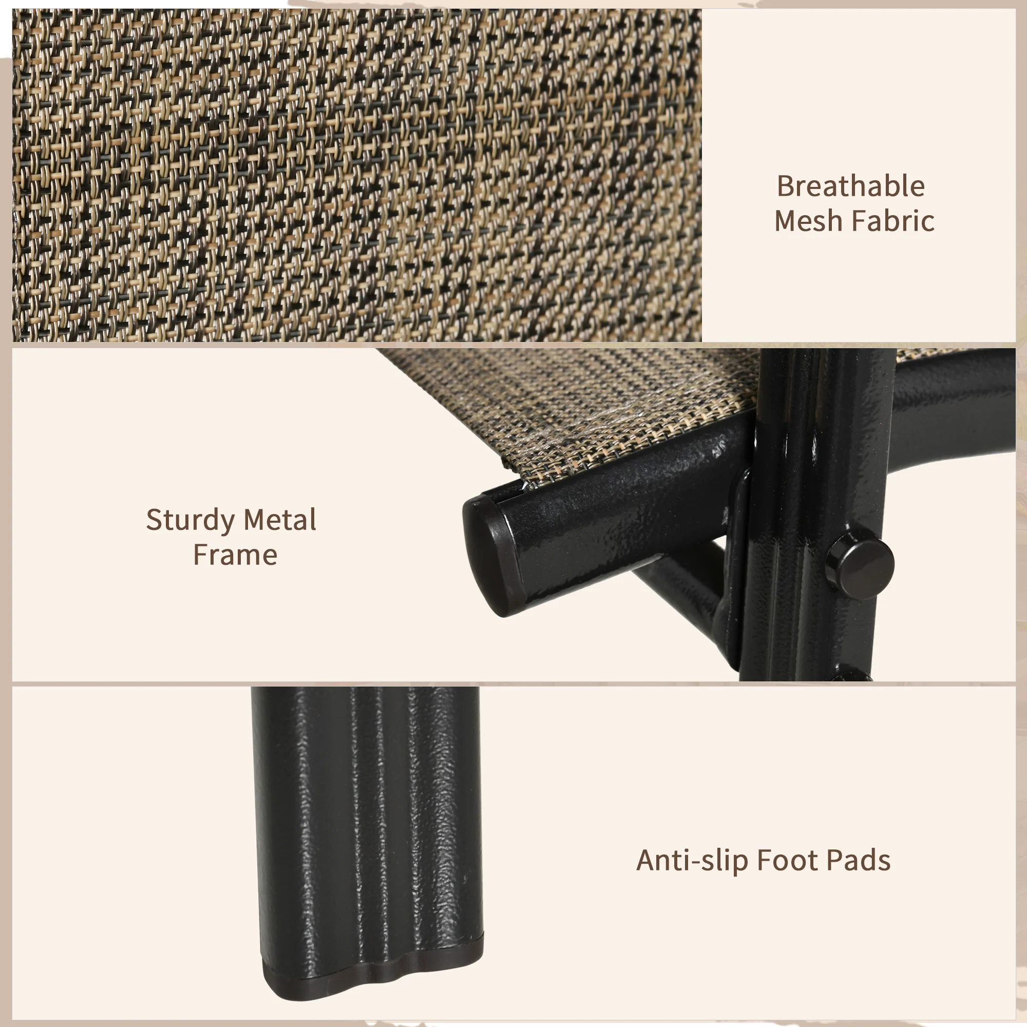 Outsunny Set Of 4 Garden Dining Chair Set Outdoor W/ High Back Armrest Brown - Image 6