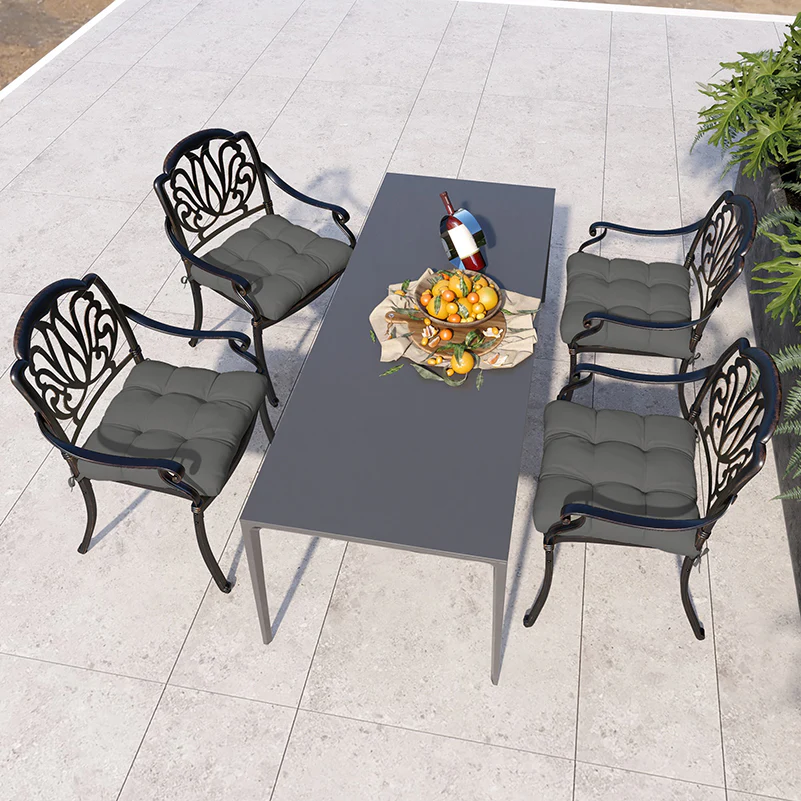 Outsunny Set of 4 Outdoor Seat Cushion with Ties, for Garden Furniture, Grey - Image 7