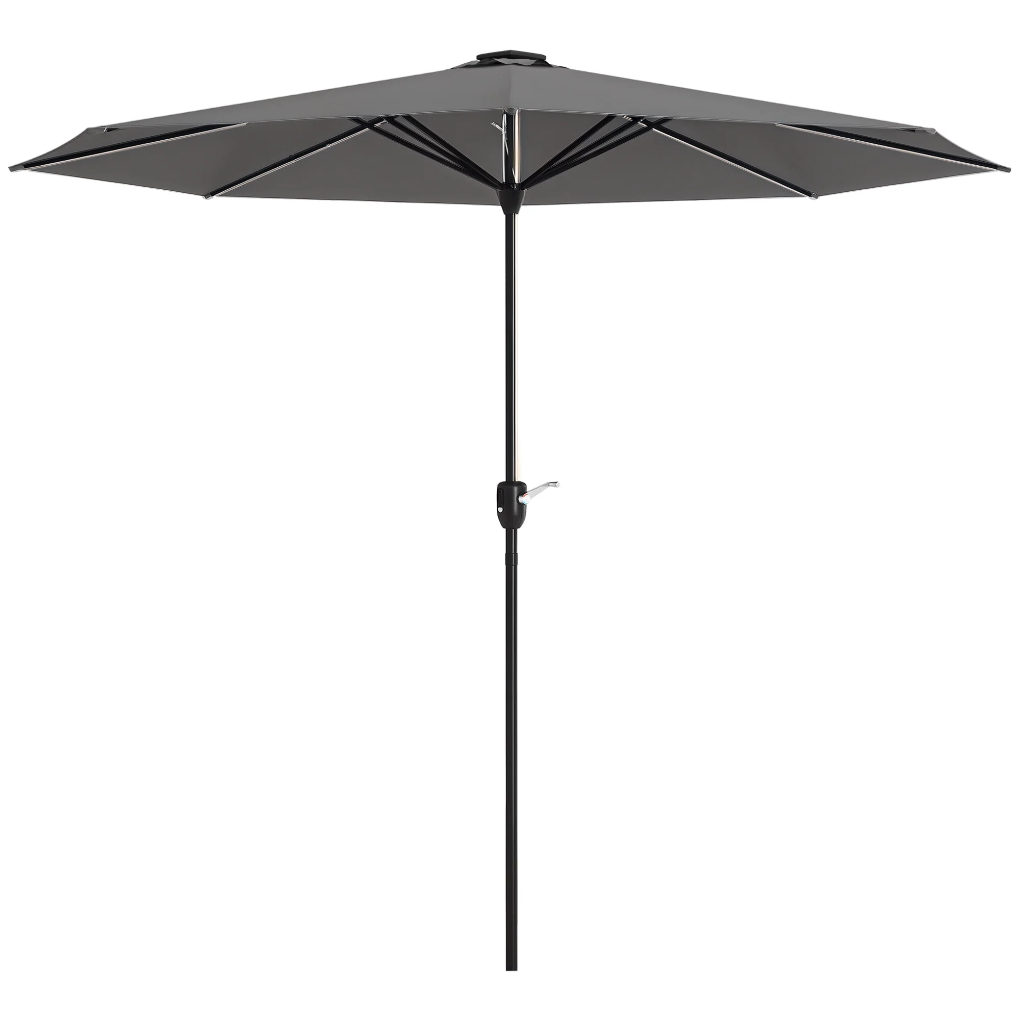 Outsunny Solar Patio Garden Parasol With Lights For Outdoor Grey - Image 10
