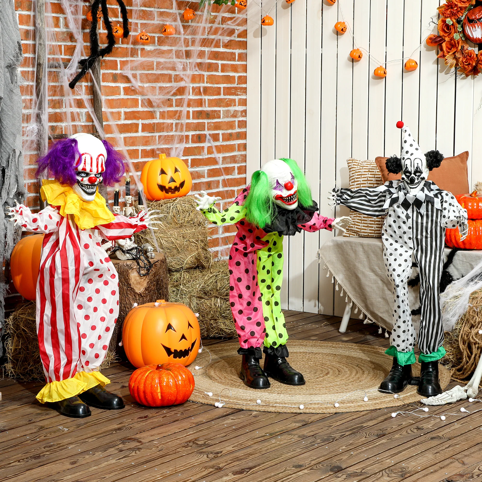 Outsunny Sound Activated Stackable Halloween Animatronics Clowns - Image 8