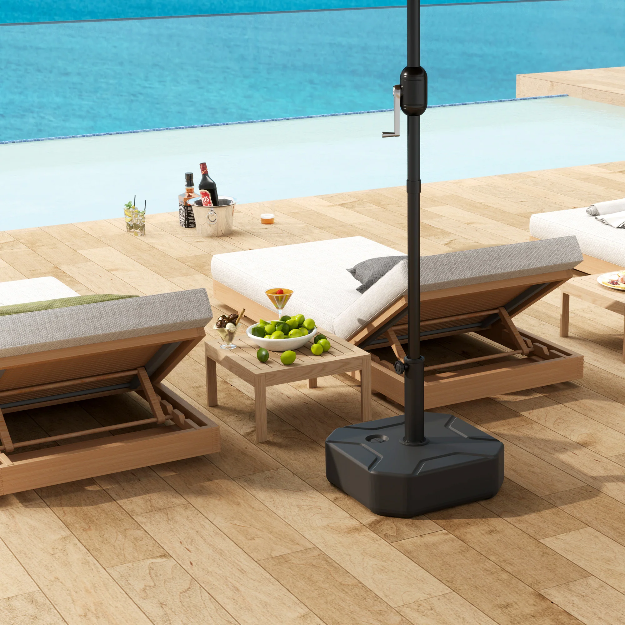Outsunny Square Garden Parasol Base, Sand/Water Filled Parasol Stand, Black - Image 7