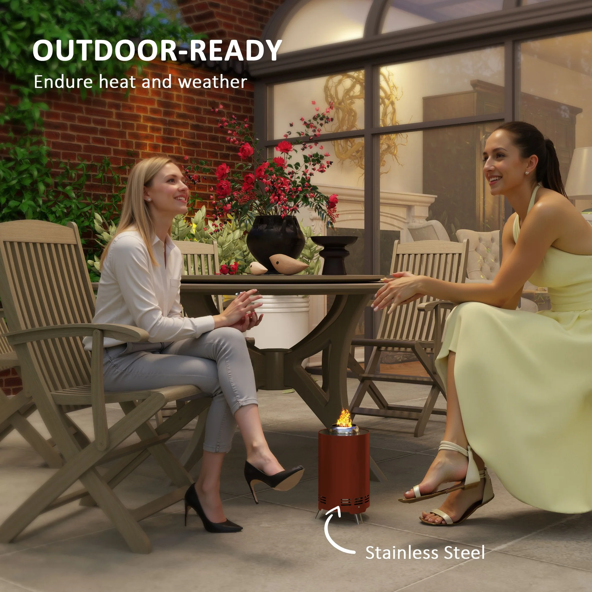 Outsunny Stainless Steel Smokeless Wood Burning Firepit Garden Fire Pit - Image 25