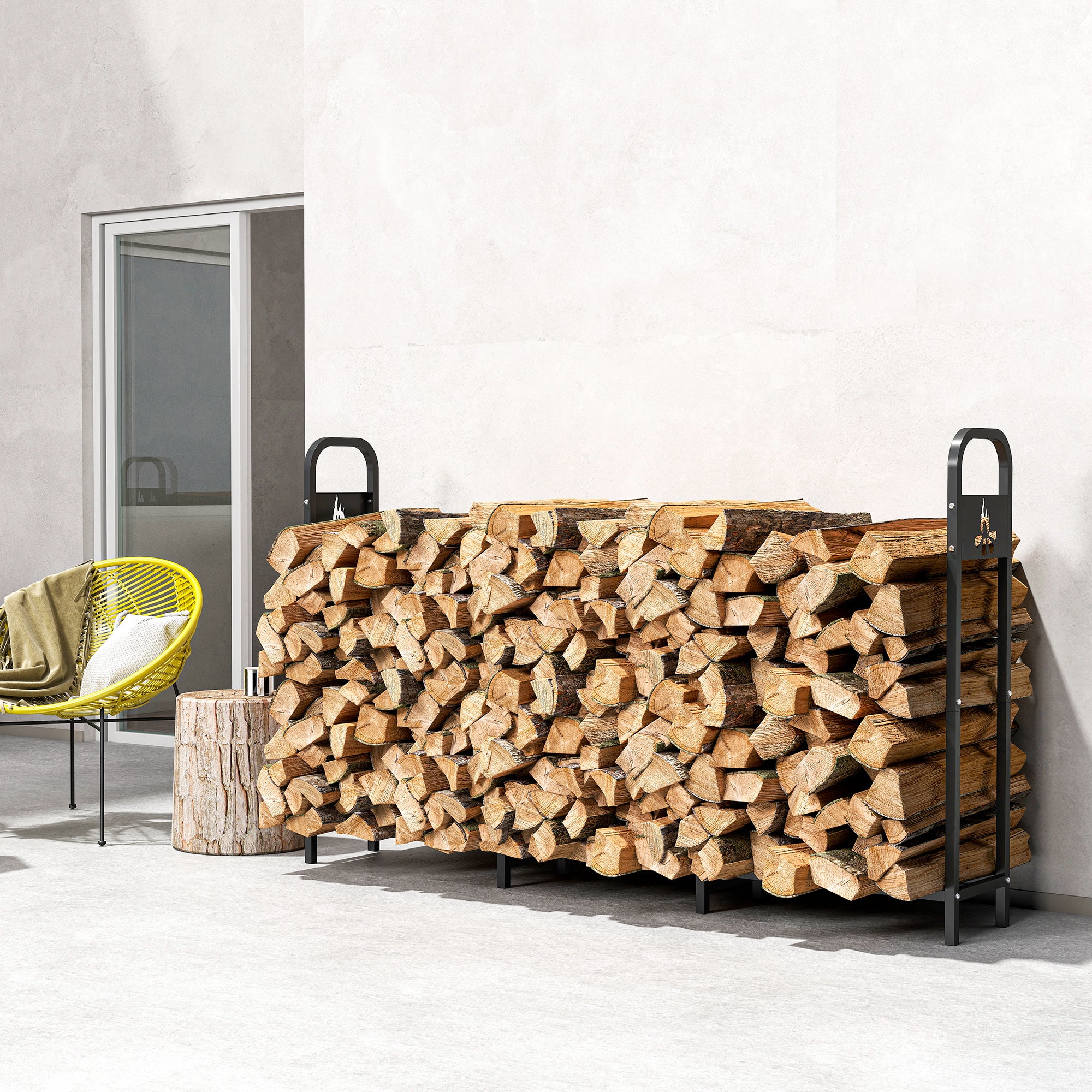 Outsunny Steel Firewood Log Rack, 300 kg Indoor Outdoor Fireplace Log Holder - Image 7