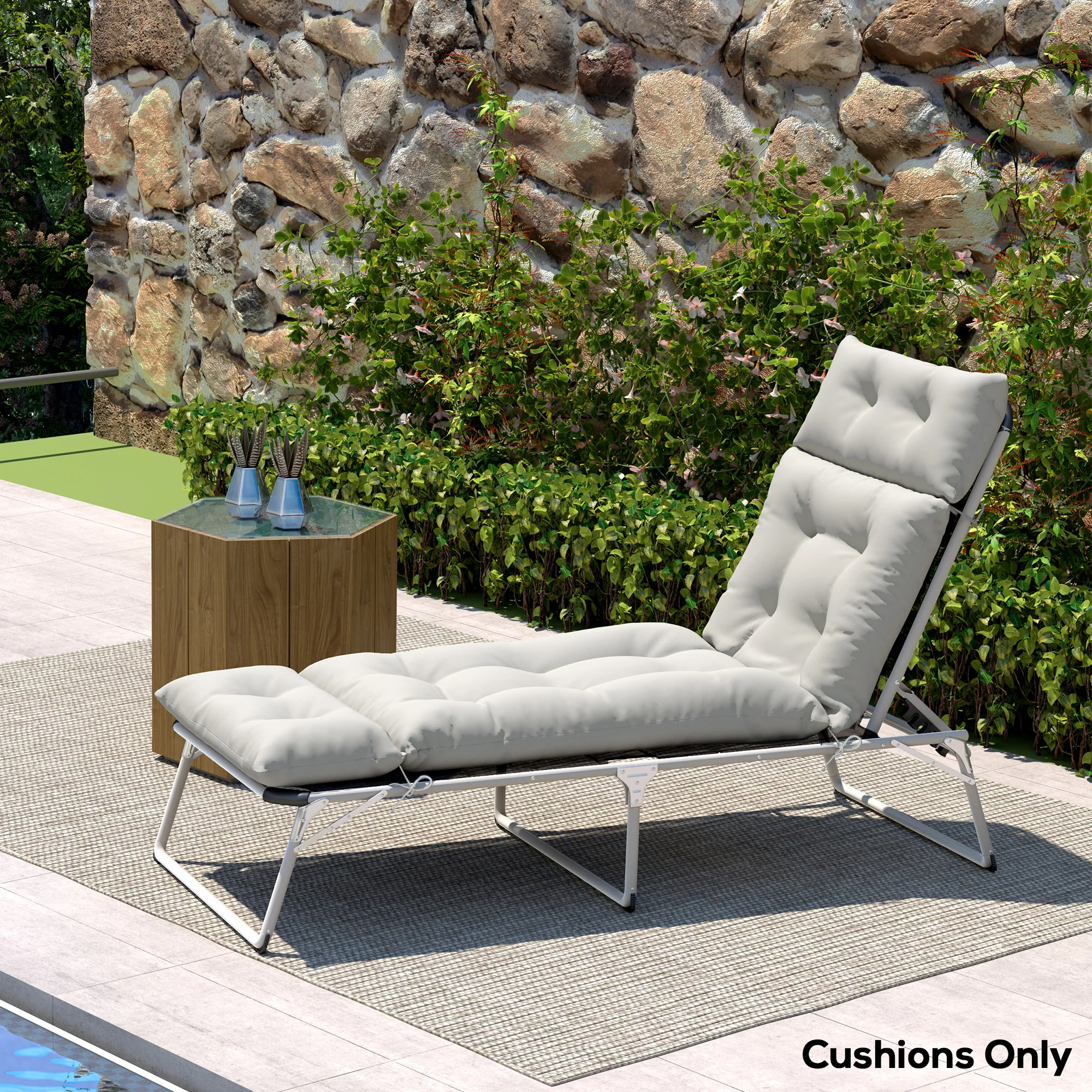 Outsunny Sun Lounger Cushion Only, Garden Lounge Chair Cushion - Image 27