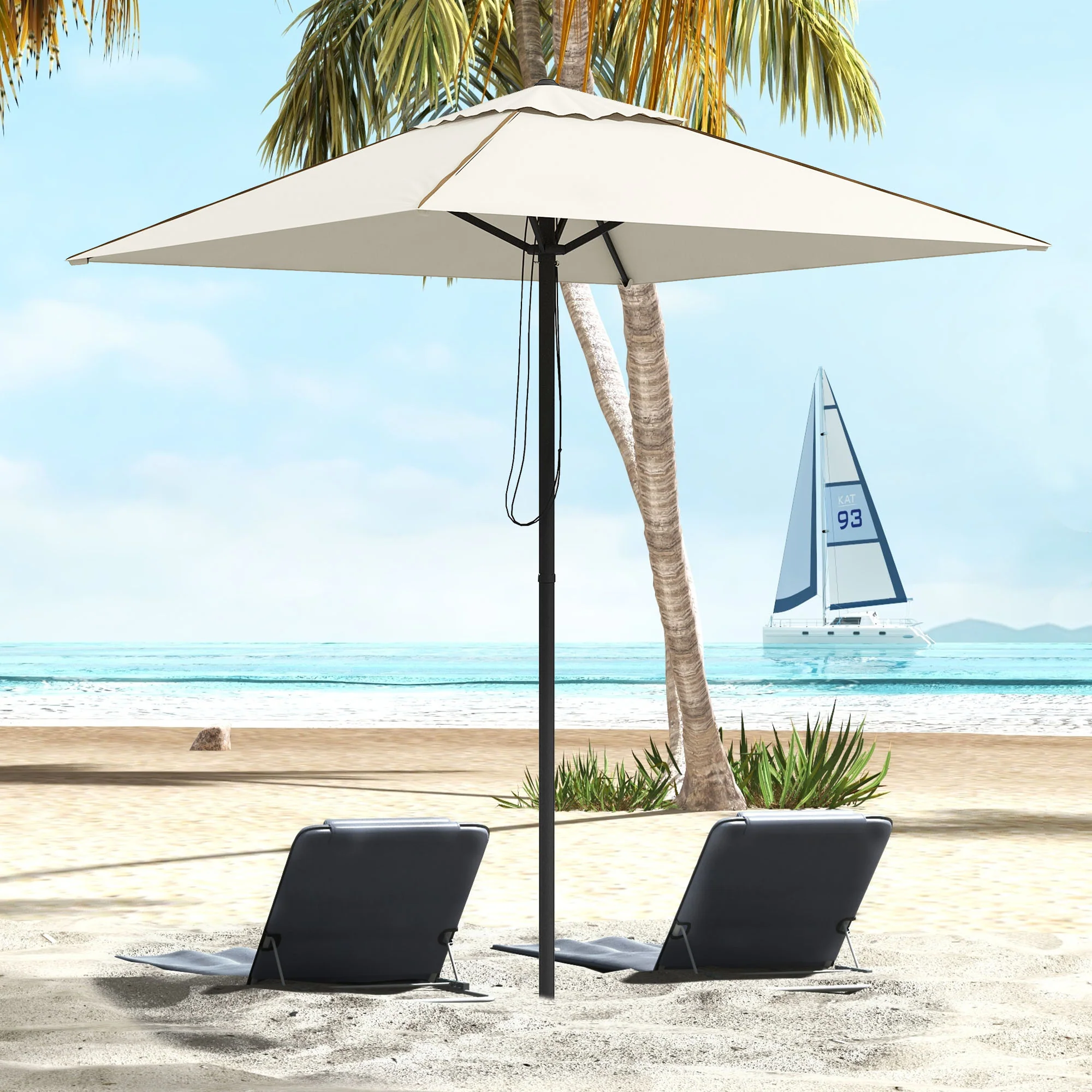 Outsunny Sun Parasol with Vent, Table Umbrella for Patio, Garden, Pool, Grey - Image 10