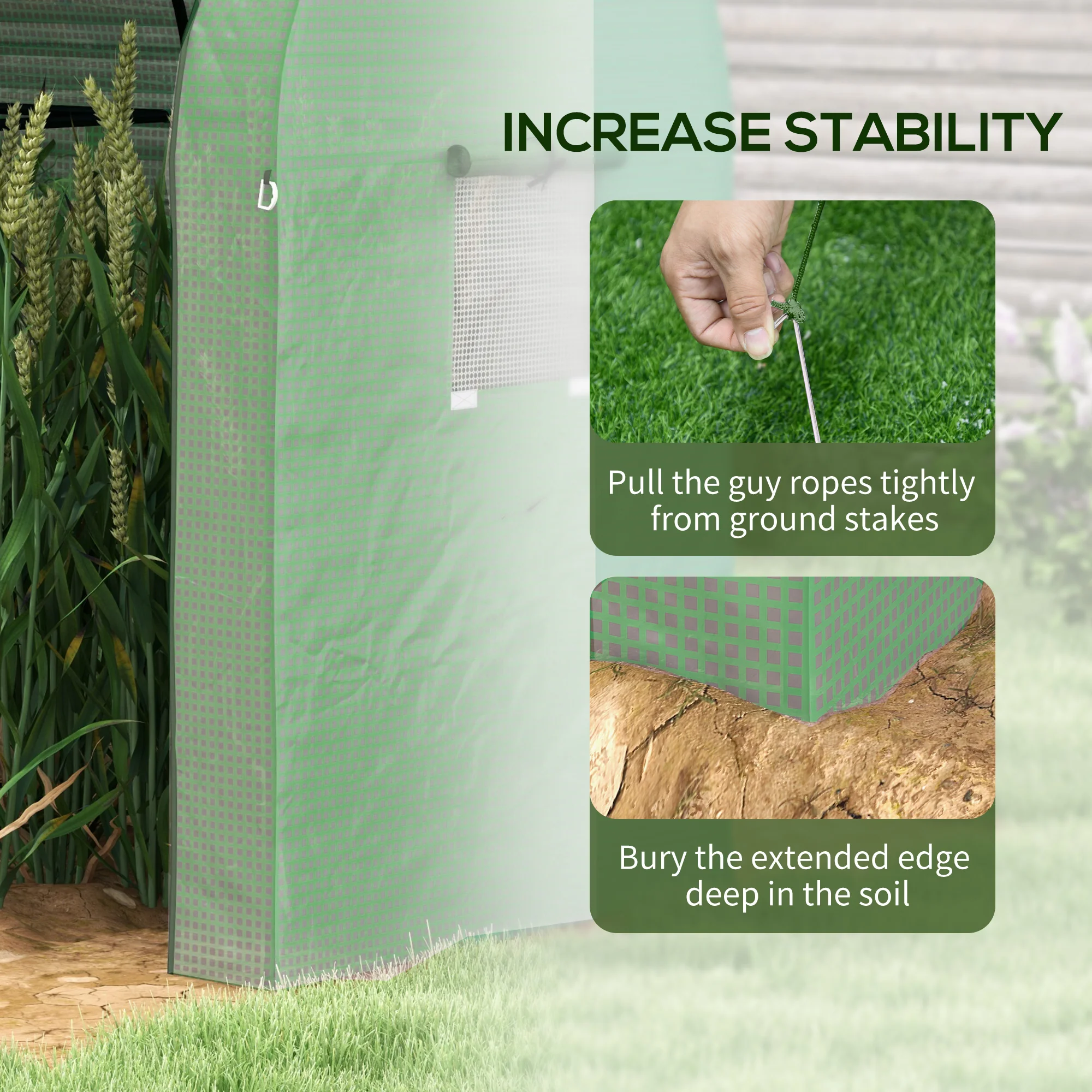Outsunny Tomato Greenhouse with 2 Roll-up Doors and 4 Mesh Windows, Green - Image 7