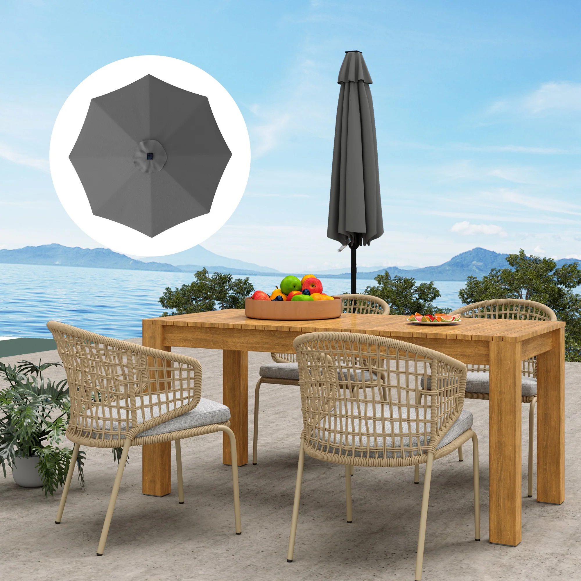 Outsunny UPF 50+ Replacement Parasol Canopy Parasol Cover Replacement - Image 27
