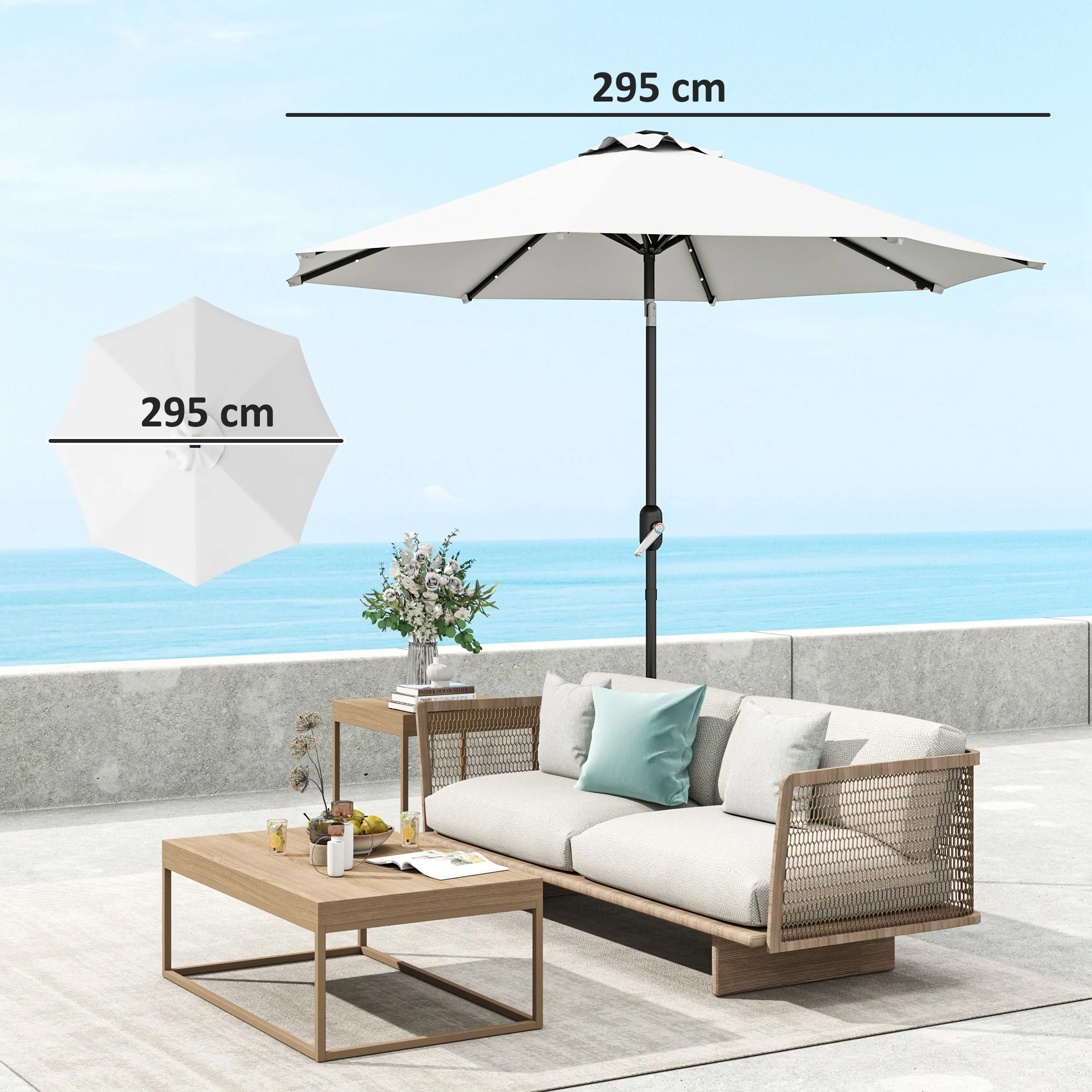 Outsunny UPF 50+ Replacement Parasol Canopy Parasol Cover Replacement - Image 5