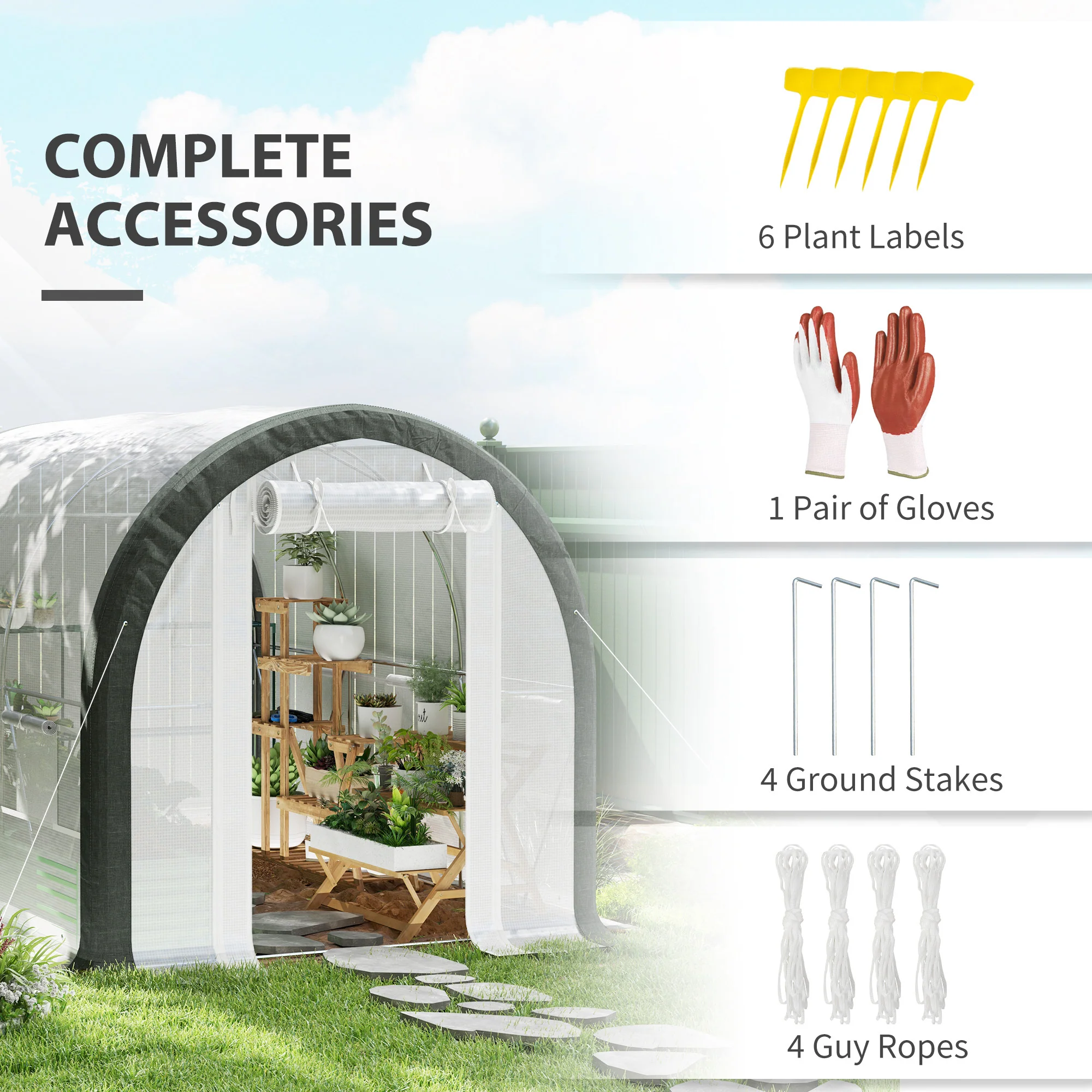 Outsunny Walk-in Tunnel Greenhouse, Upgraded Structure, Mesh Door & Windows - Image 17