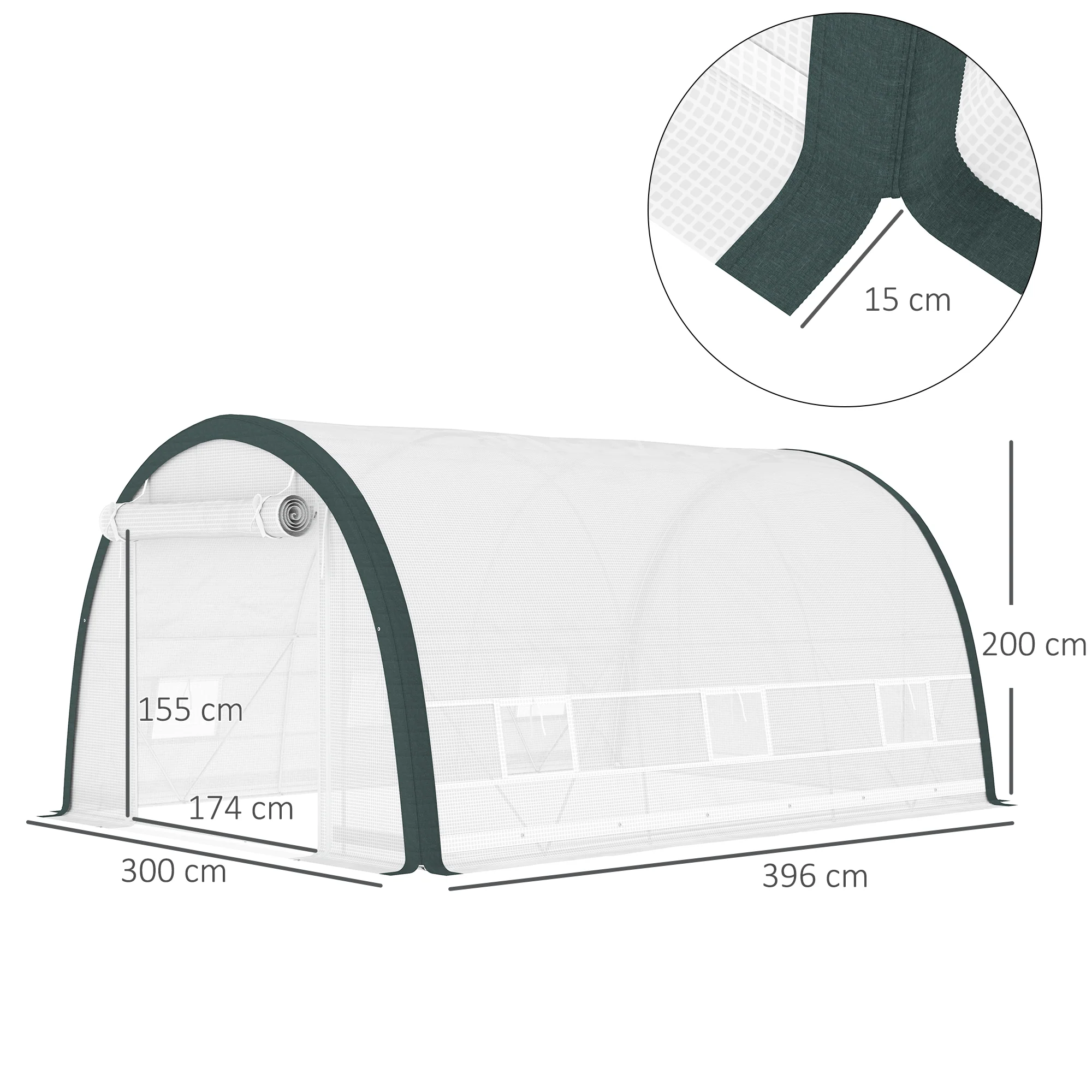 Outsunny Walk-in Tunnel Greenhouse, Upgraded Structure, Mesh Door & Windows - Image 5