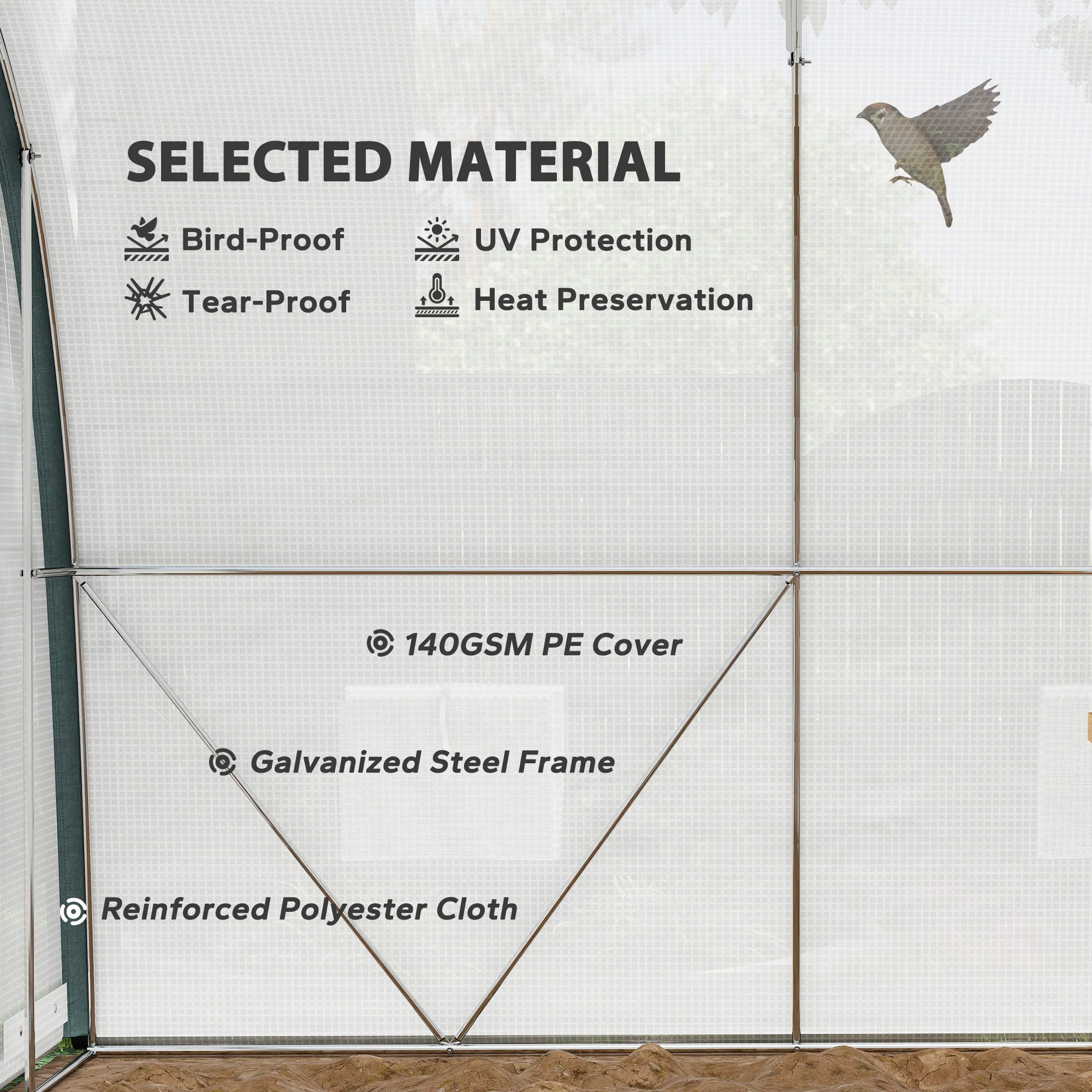 Outsunny Walk-in Tunnel Greenhouse, Upgraded Structure, Mesh Door & Windows - Image 6