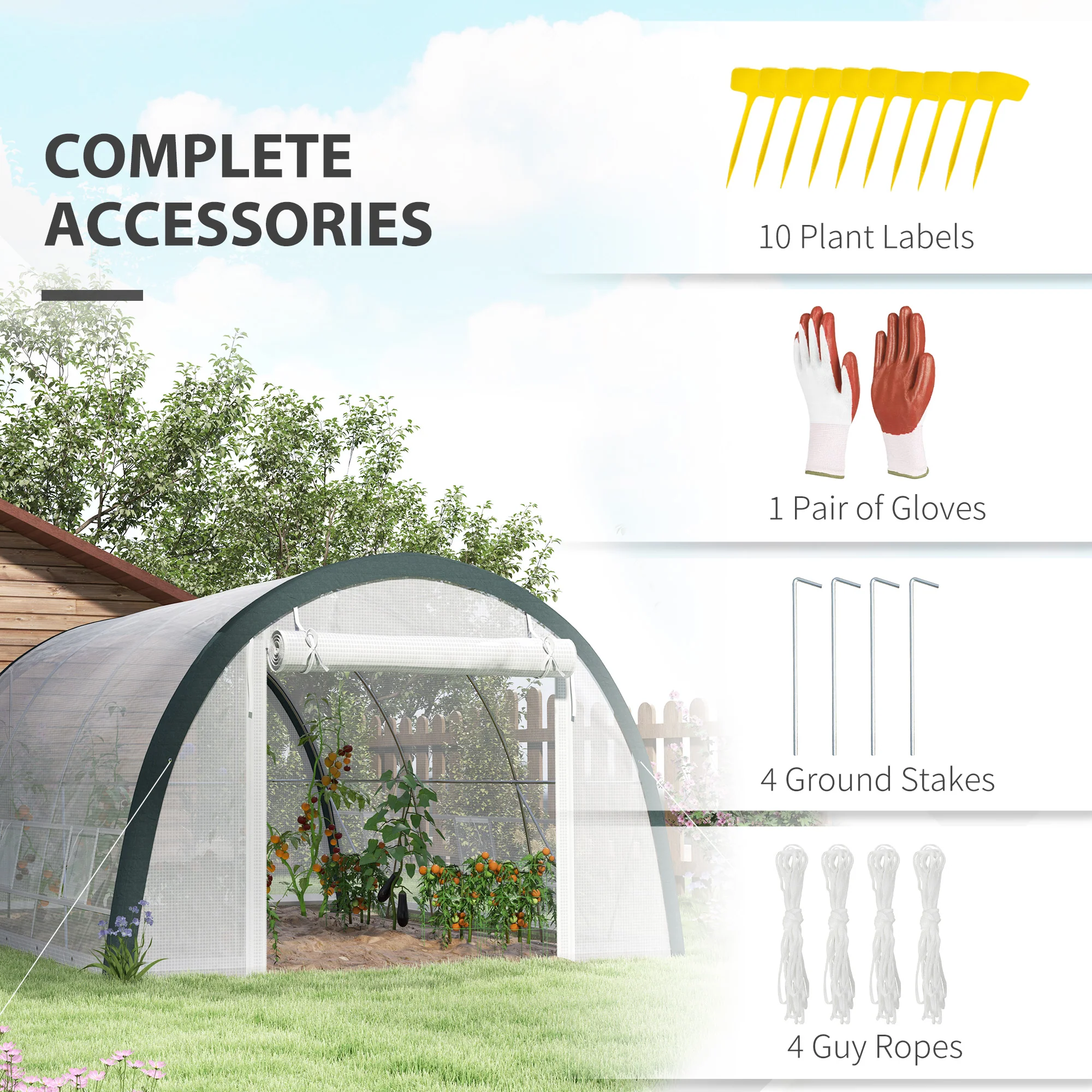 Outsunny Walk-in Tunnel Greenhouse, Upgraded Structure, Mesh Door & Windows - Image 8