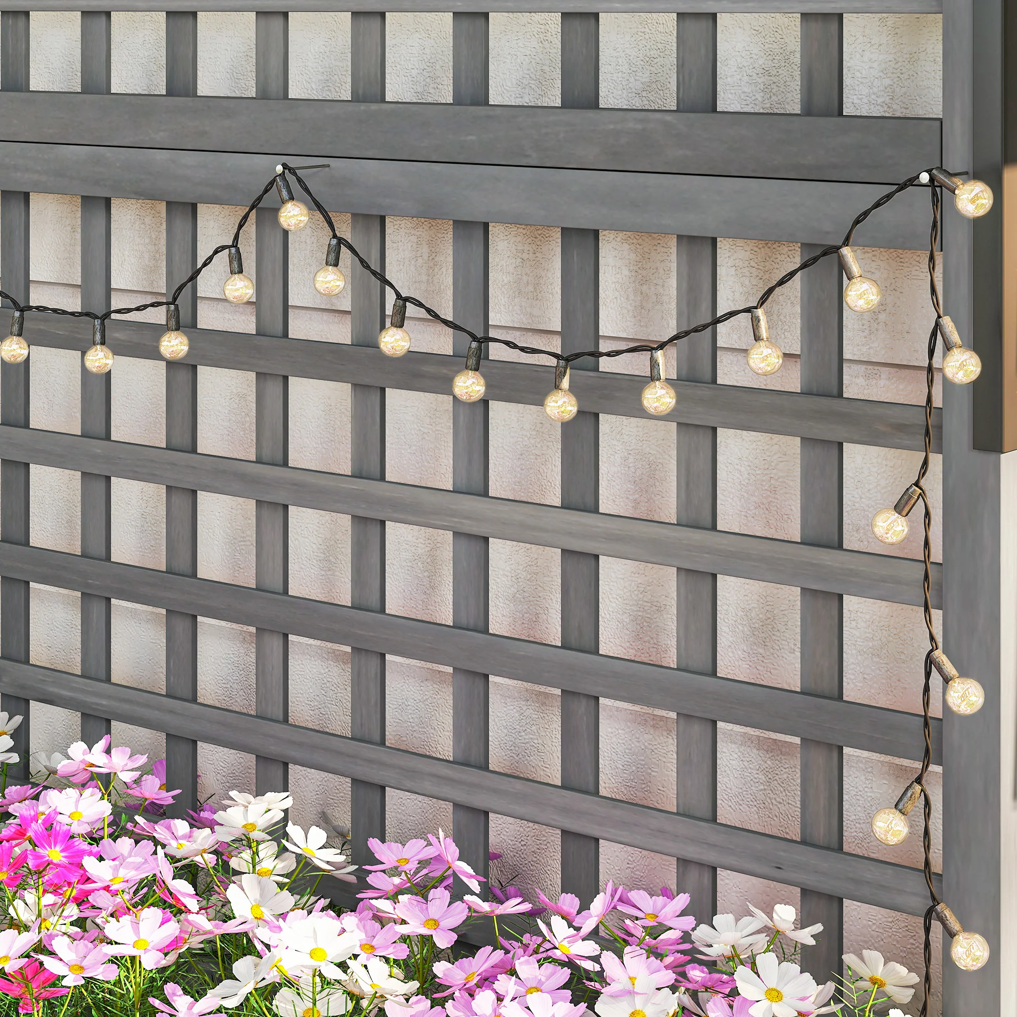 Outsunny Wood Planter with Trellis for Climbing Plants Planter Box Dark Grey - Image 9