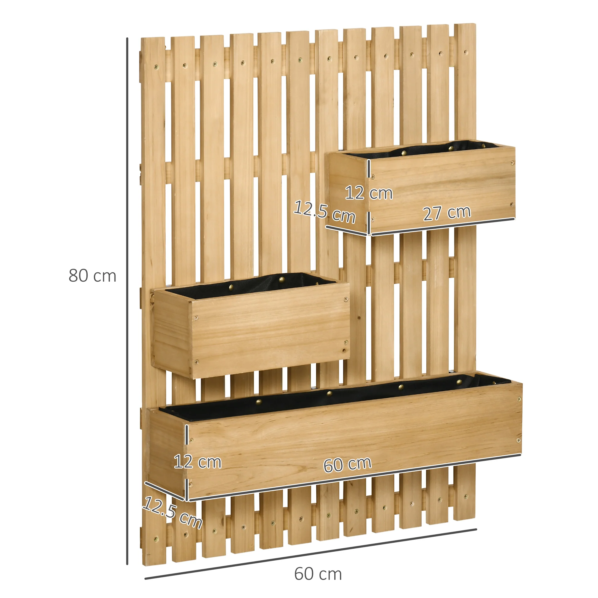 Outsunny Wooden Garden Planters with Trellis Wall-mounted Raised Garden Bed - Image 5
